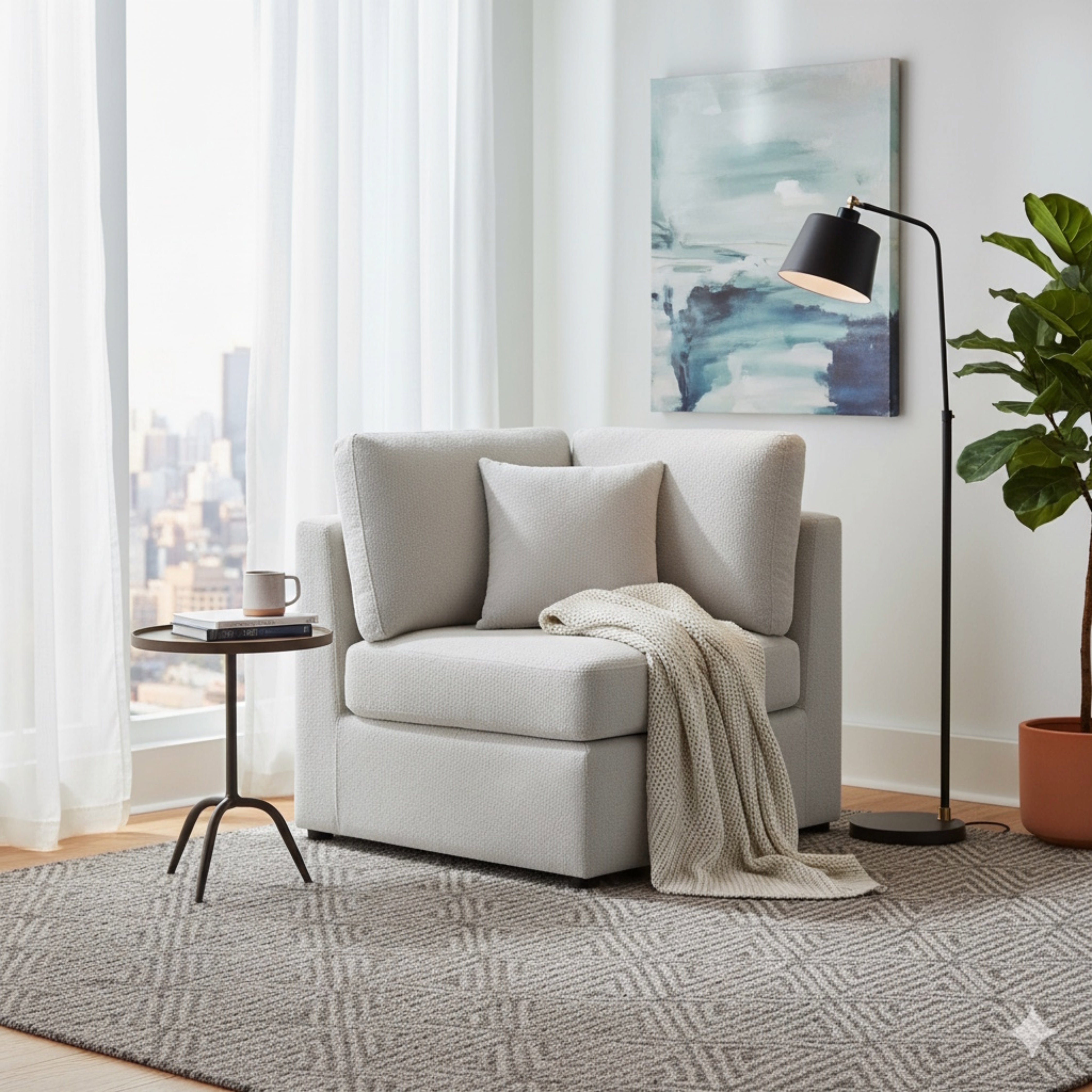 Chauncy Gray Corner Wedge Chair - Modern & Comfy Seating