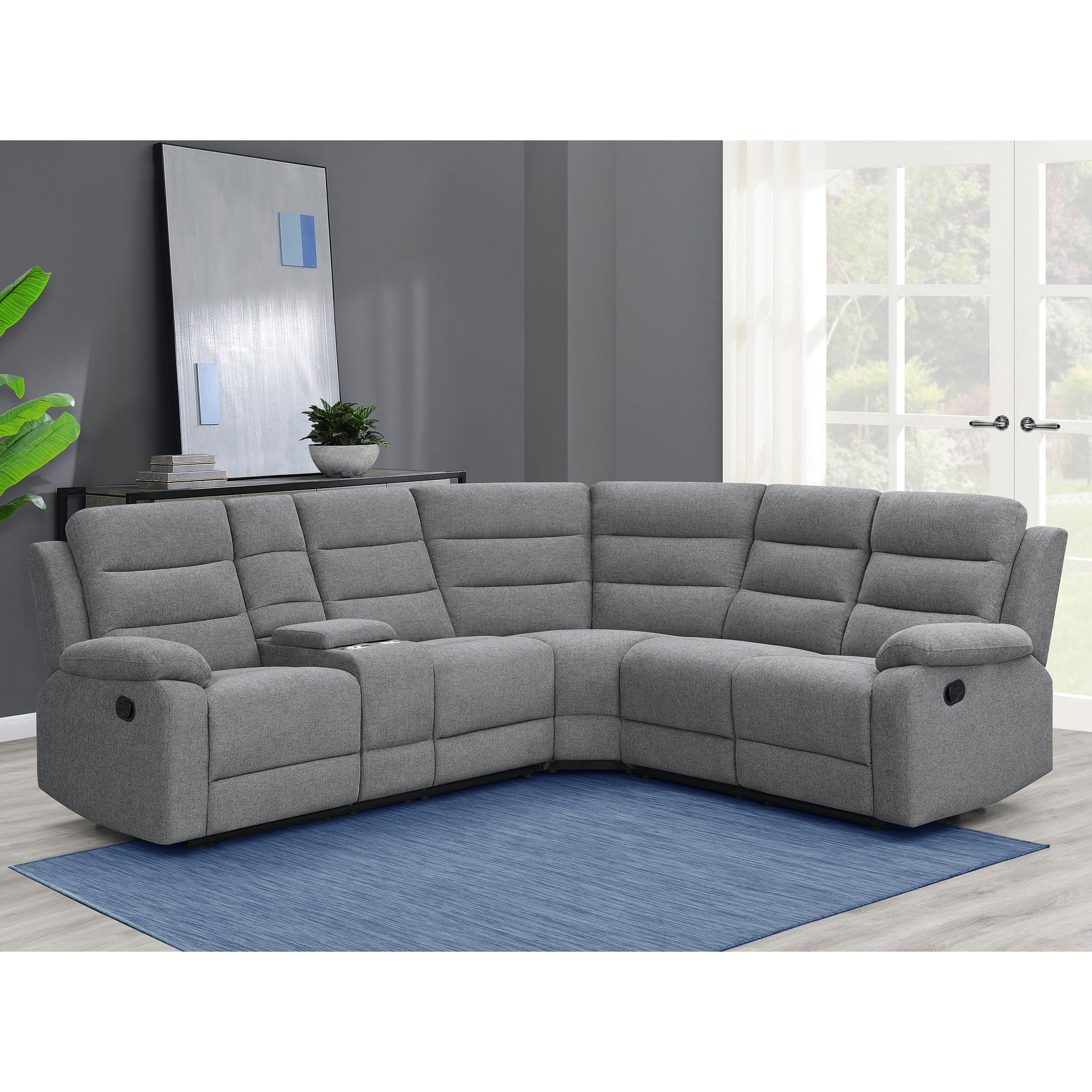Aaron Smoke 3-Piece Sectional Sofa