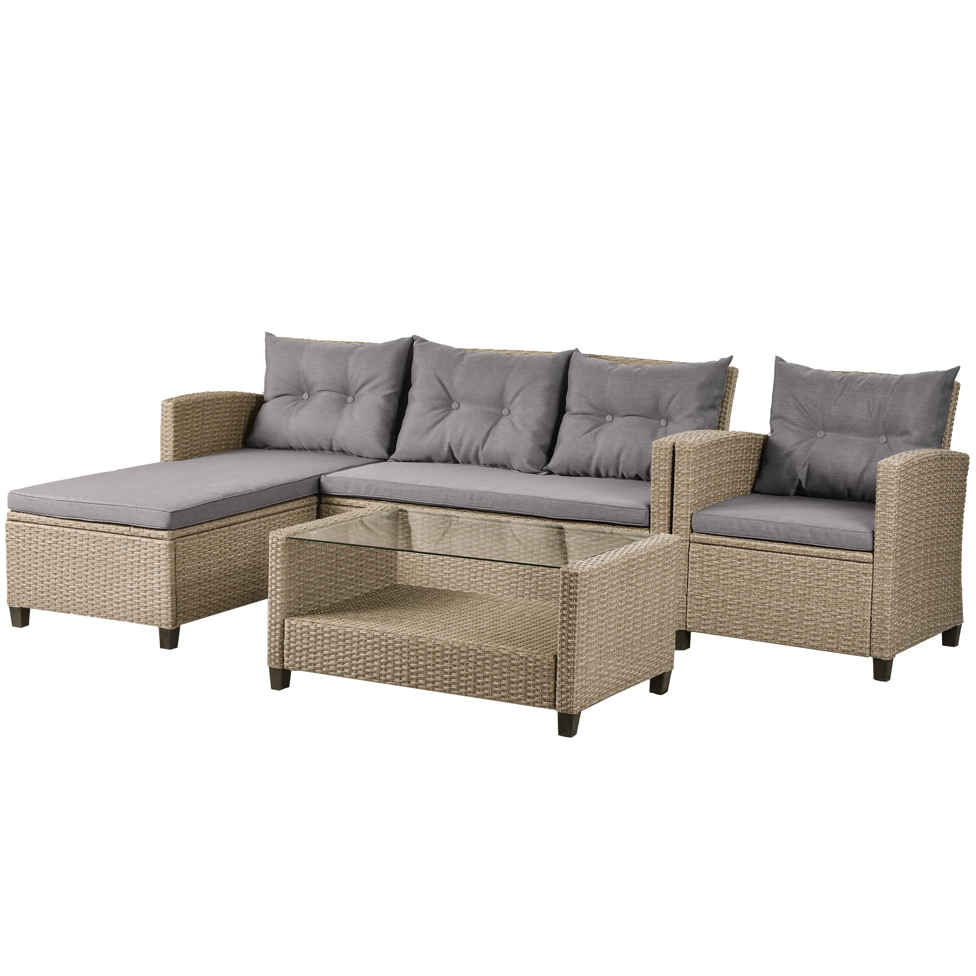4-Piece Wicker Patio Sectional Set (Beige/Brown) | Relax in Style