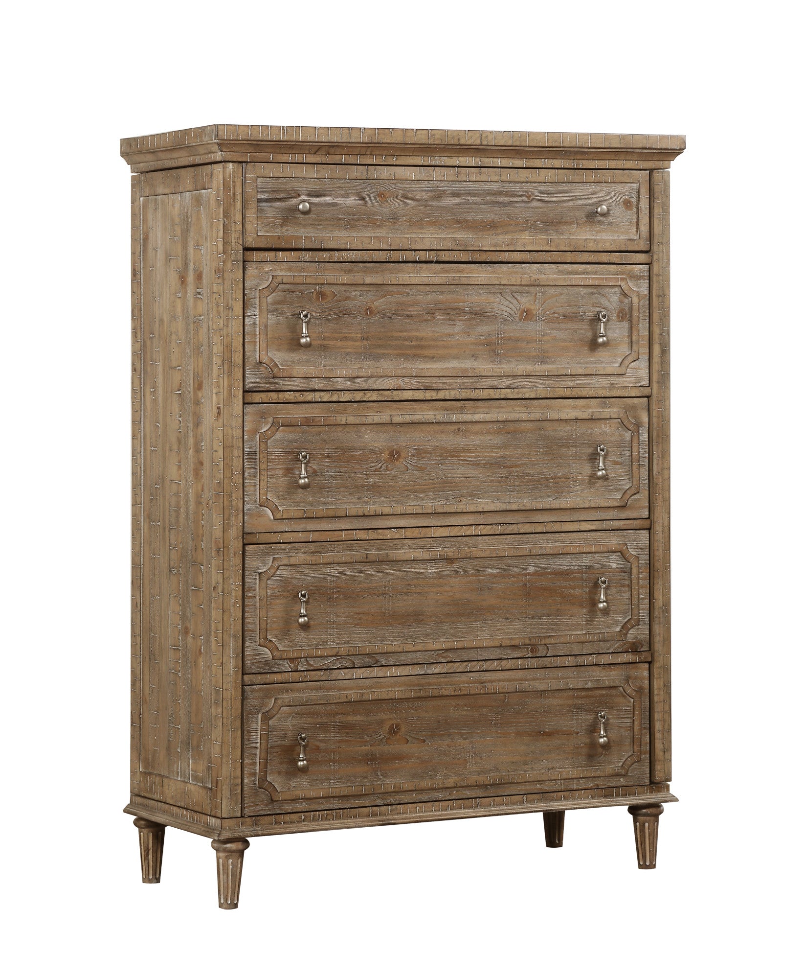 Modern Taupe 5-Drawer Chest for Bedroom Storage