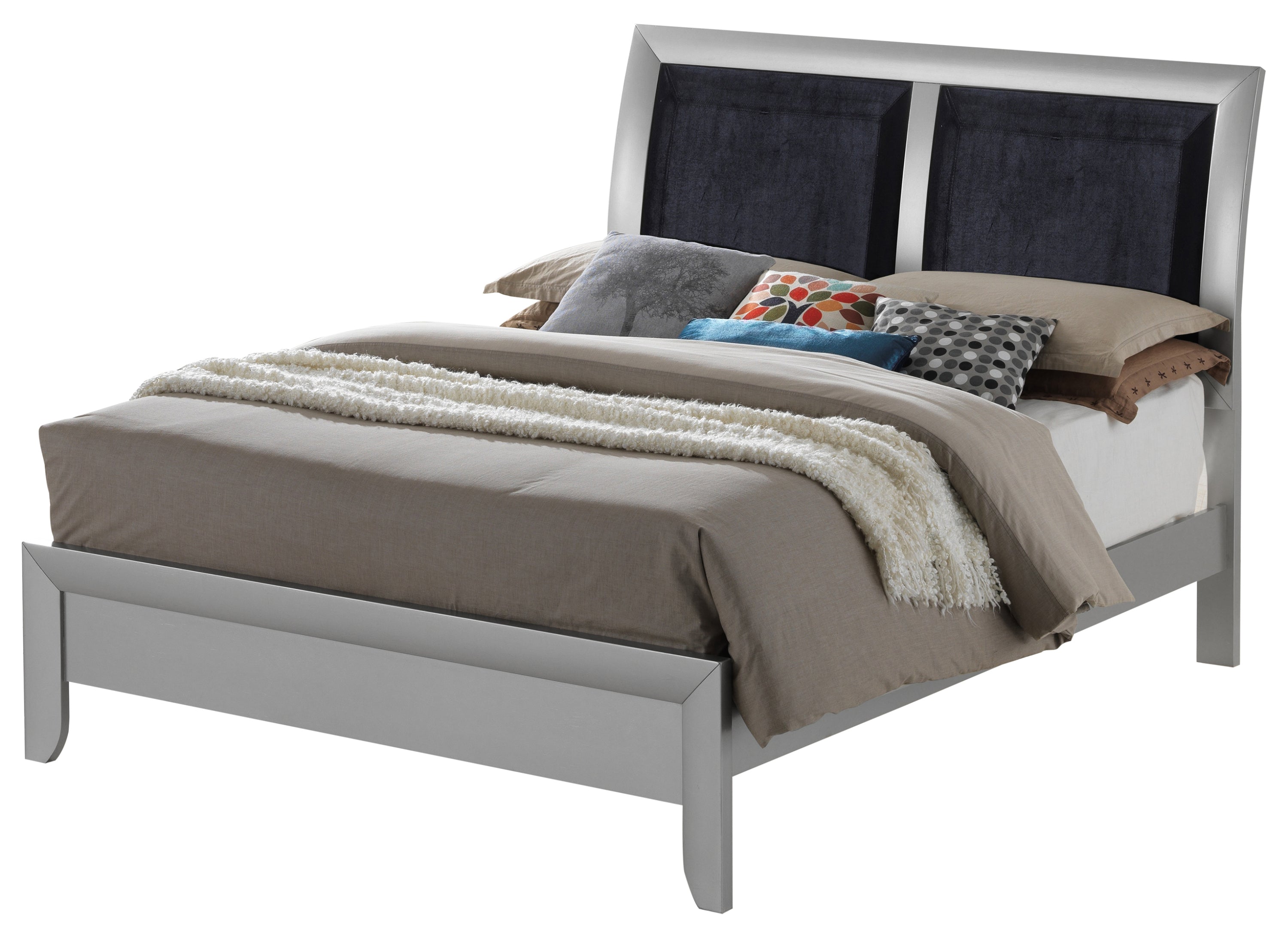 Contemporary Silver Champagne Full Bed Frame - Modern Elegance