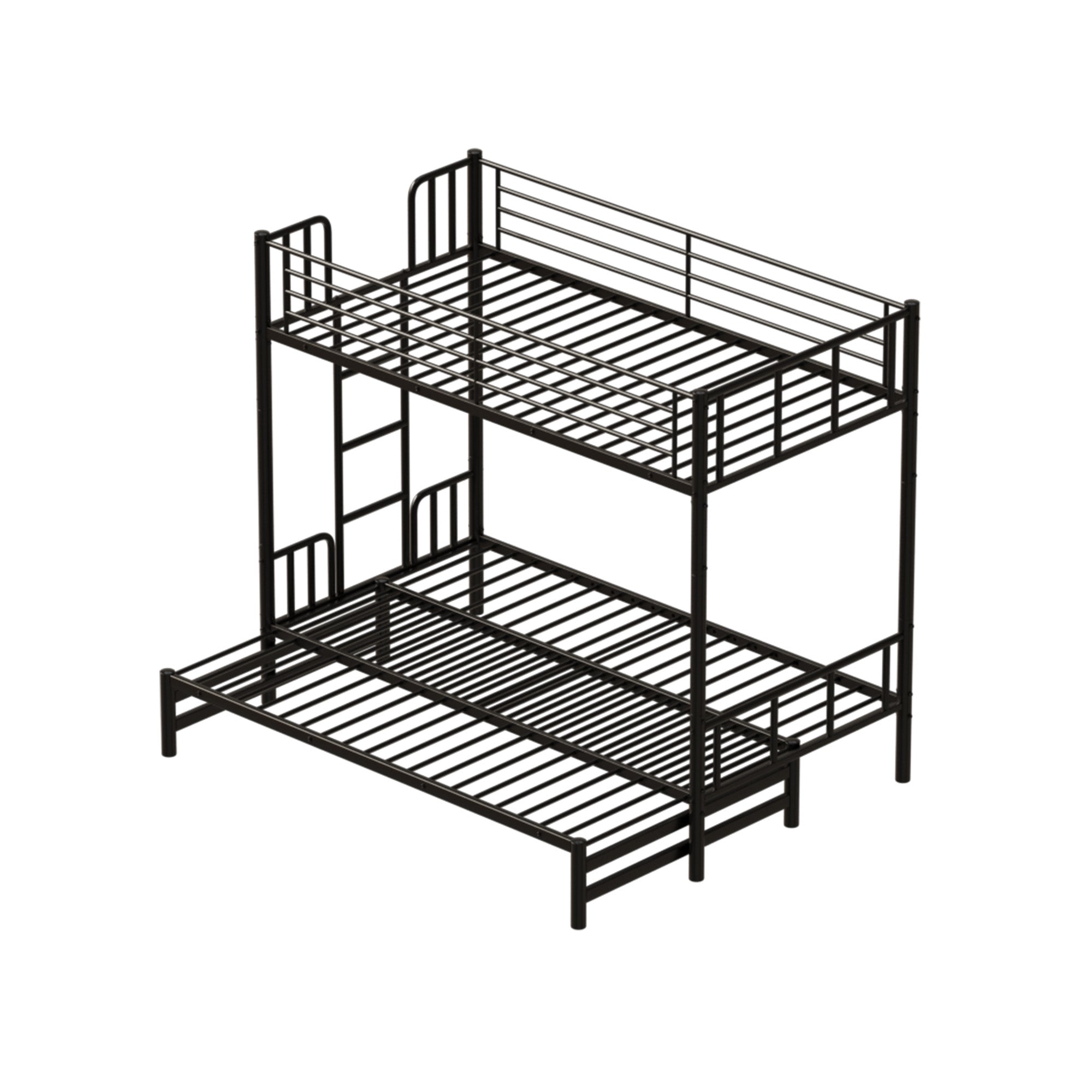 Black Twin Metal Pull-Out Bunk Bed w/ Ladder - Space-Saving Design