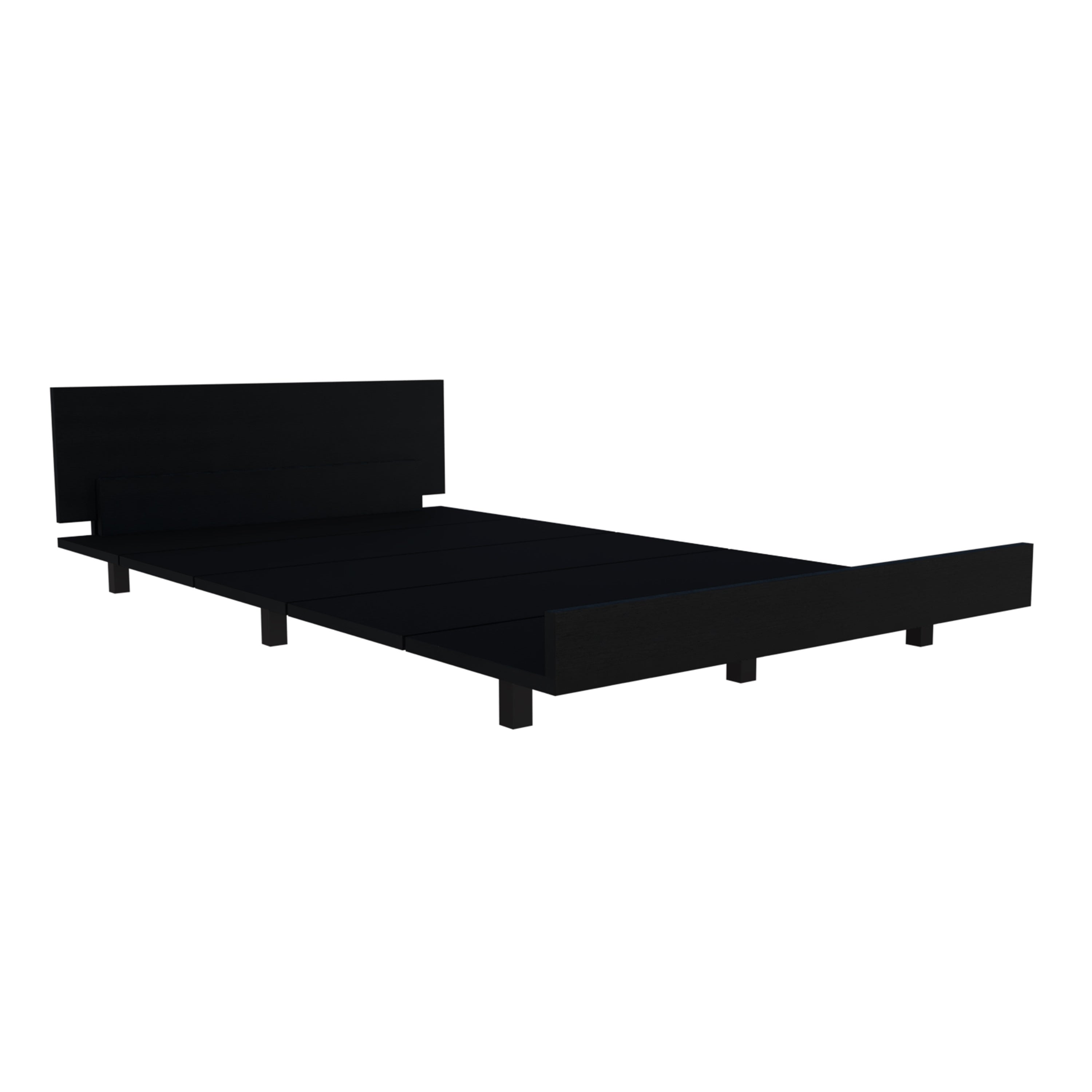 Kaia Twin Bed Base with Headboard - Black Modern Bedroom