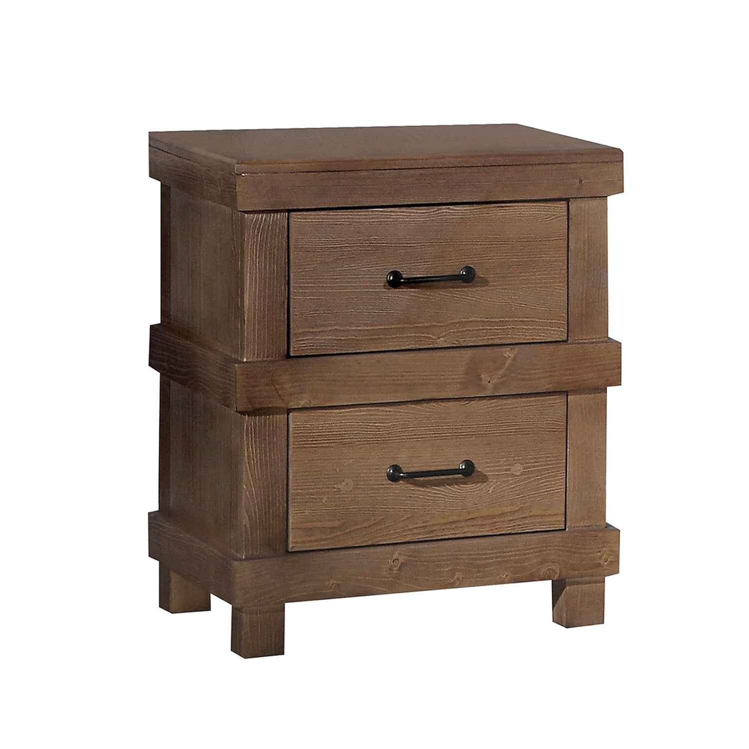 2-Drawer Antique Oak Nightstand | Wooden Bedside Table