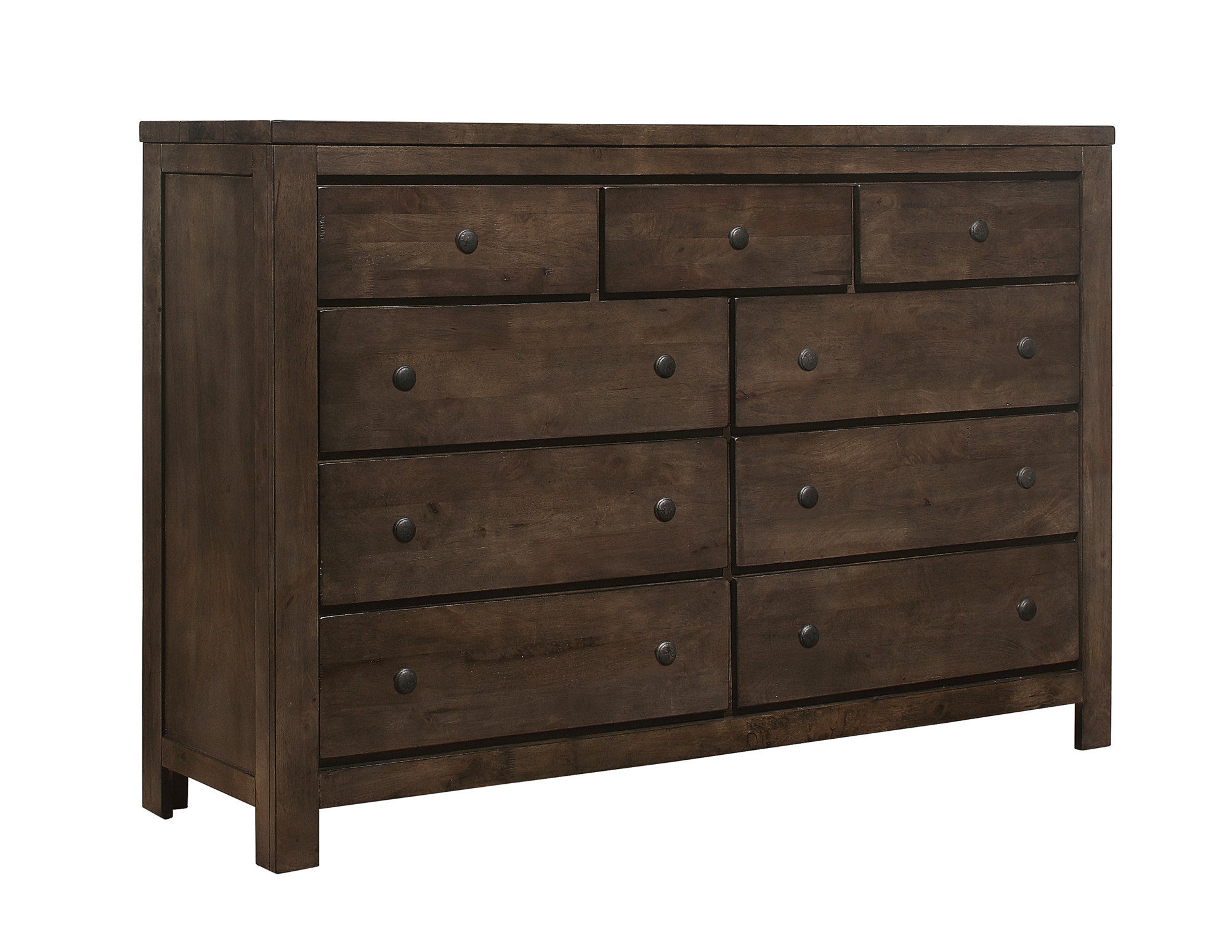 Brown 9-Drawer Wood Dresser for Bedroom Storage & Organization