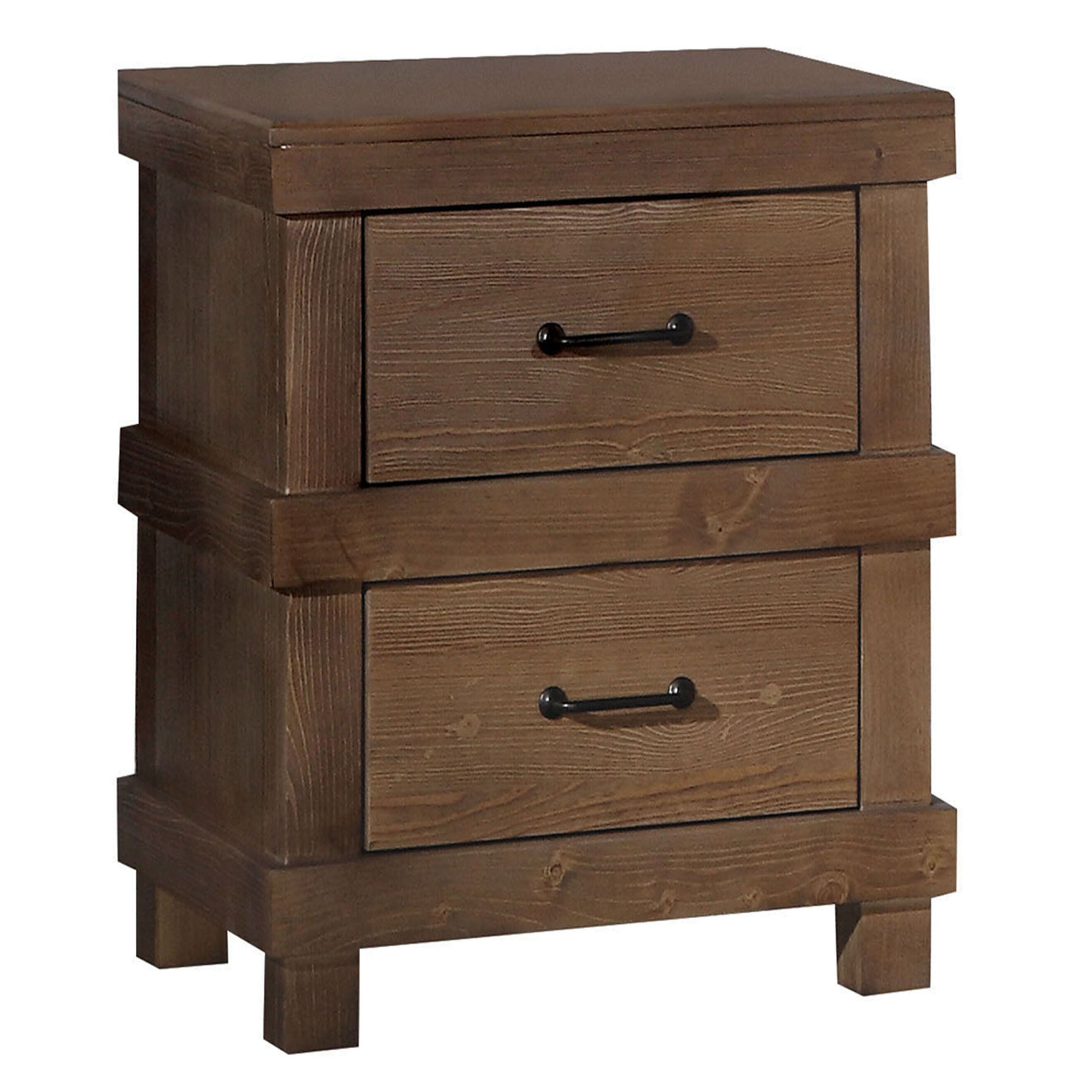 Antique Oak 2-Drawer Nightstand | Vintage Bedside Table