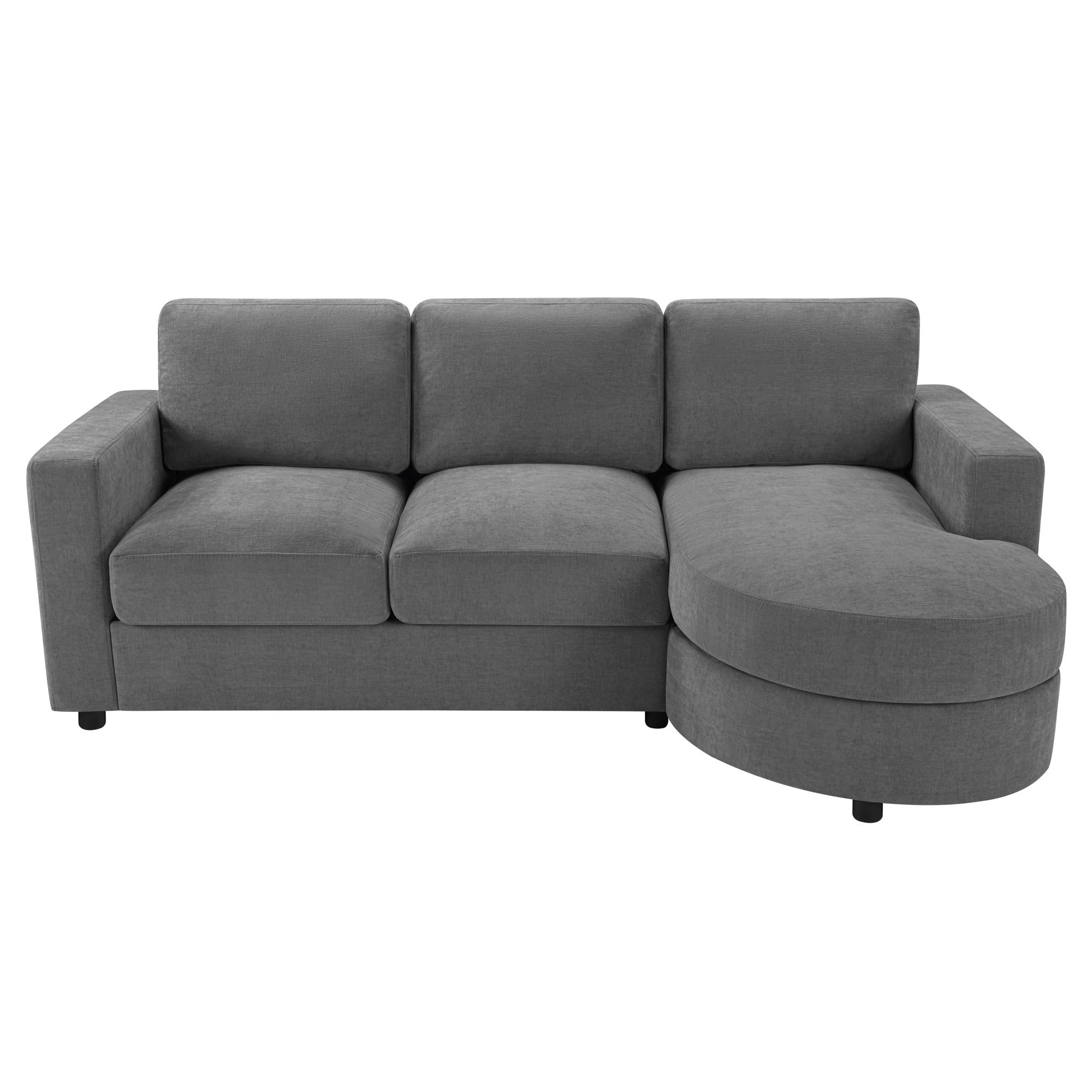 Modern Grey Chenille L-Shape Sectional Sofa w/ USB & Chaise