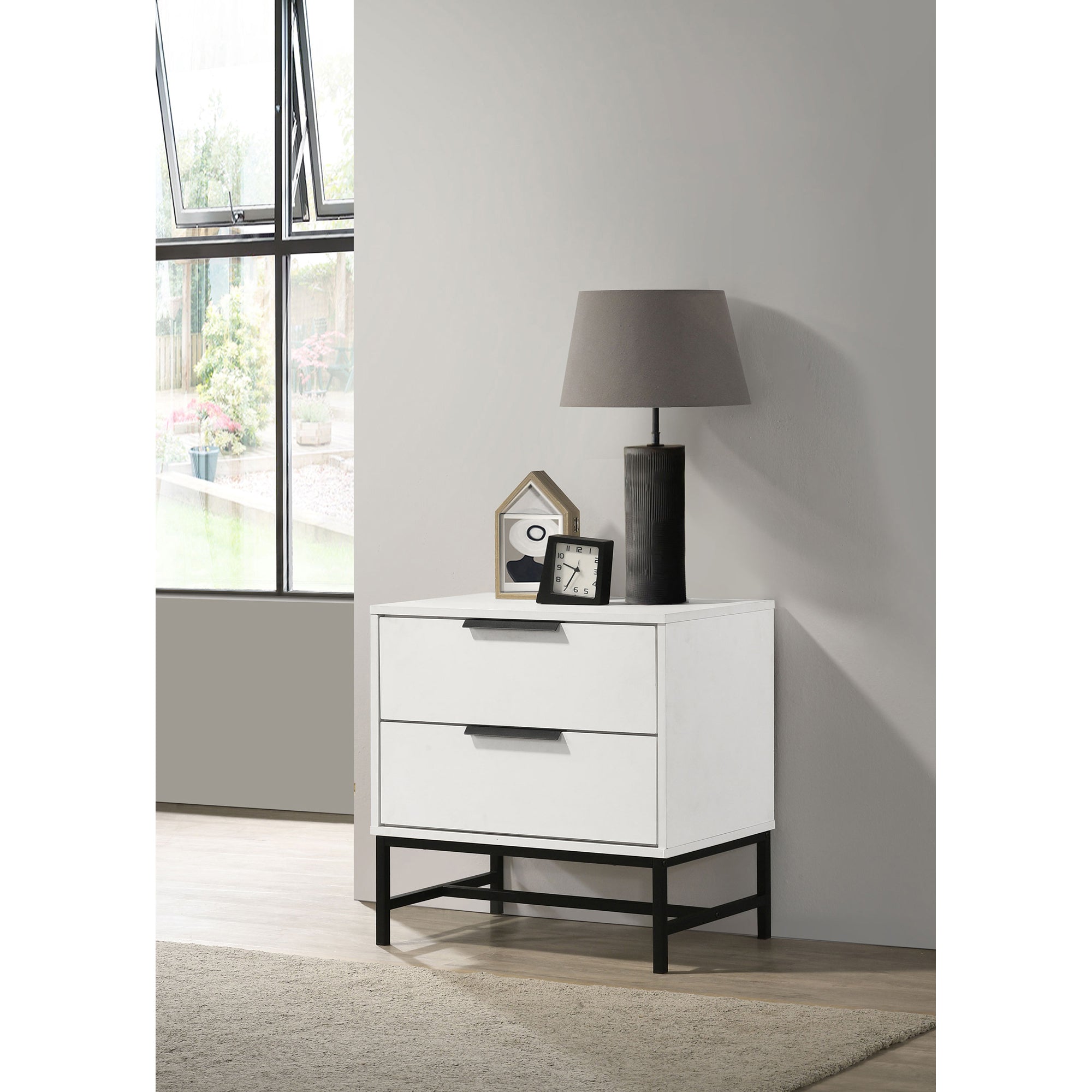 Yountville White 2-Drawer Nightstand Bedside Table