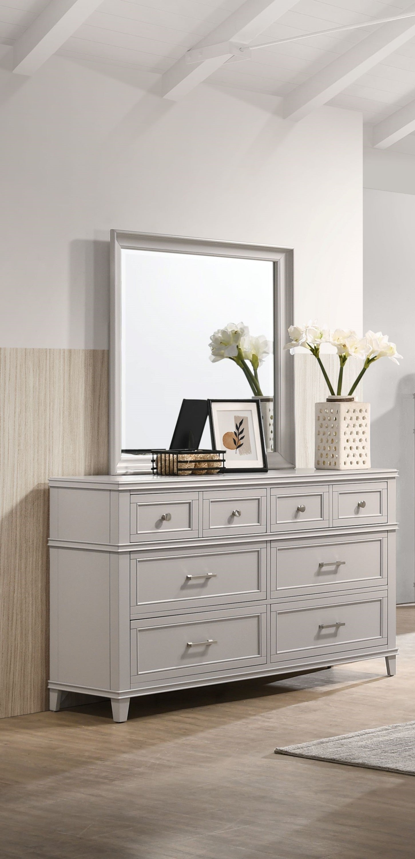 Gray 6 Drawer Dresser - Stylish Bedroom Storage