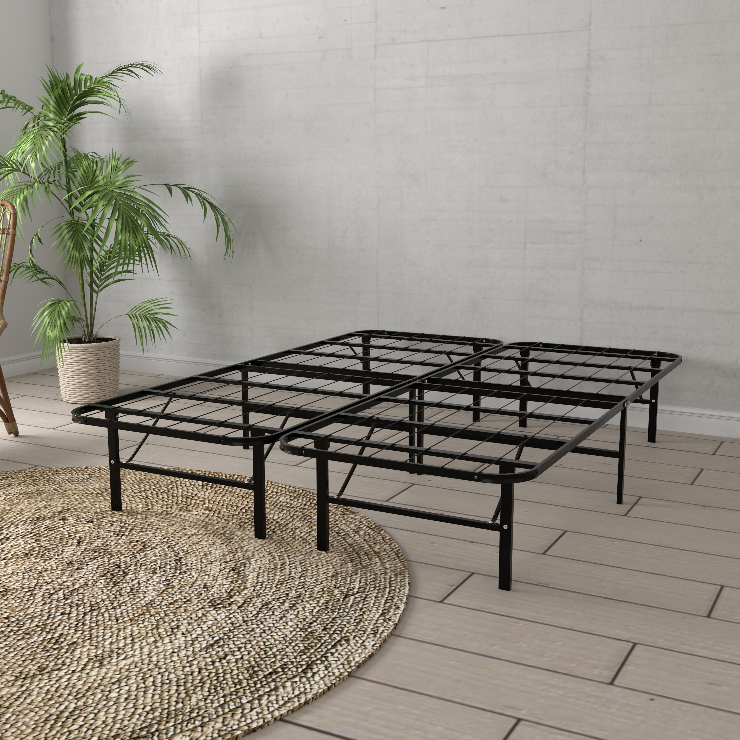Omne Steel Black King Platform Bed Foundation