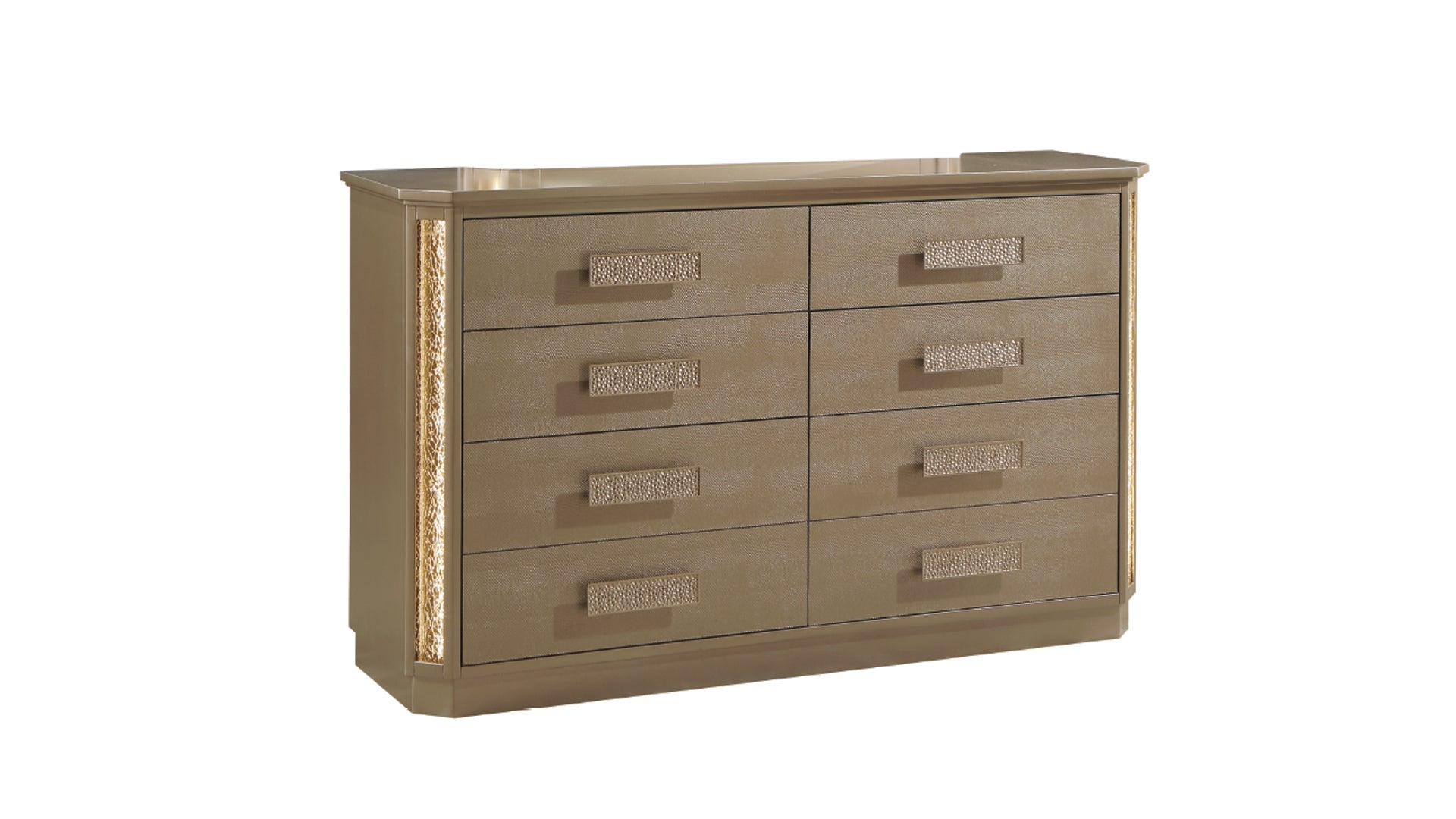Medusa Gold Finish Wood Dresser - Elegant Bedroom Storage