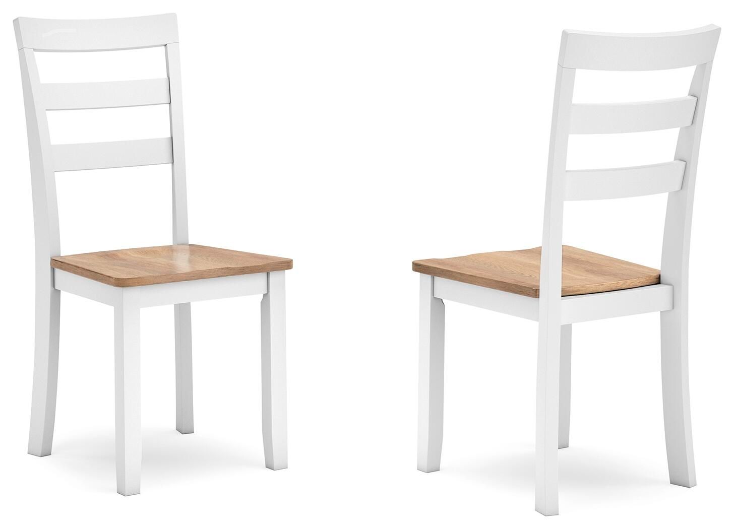 Dining room side chair set of 2 with white frame and wood-look seat