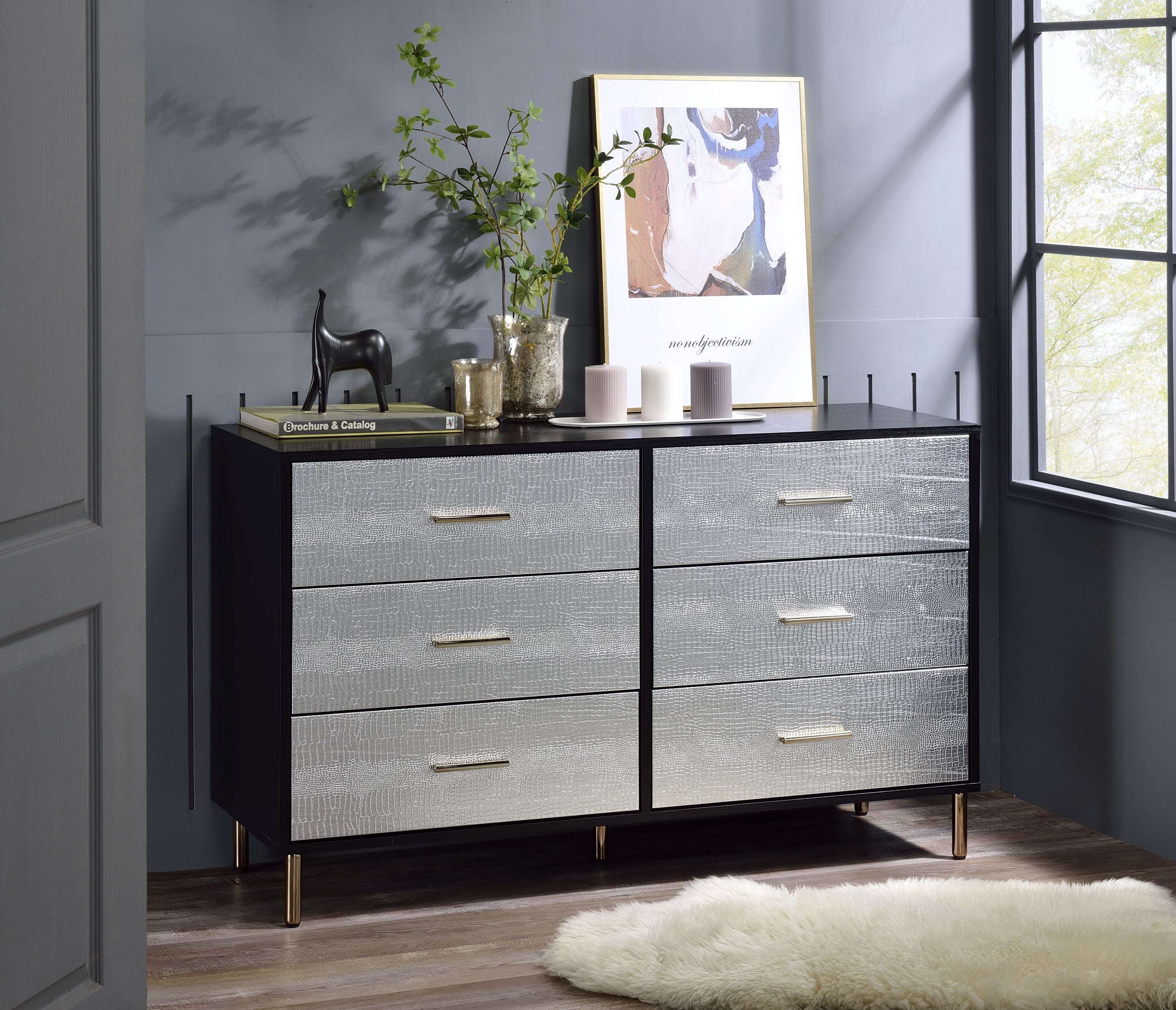 Myles Black, Silver & Gold Finish Dresser