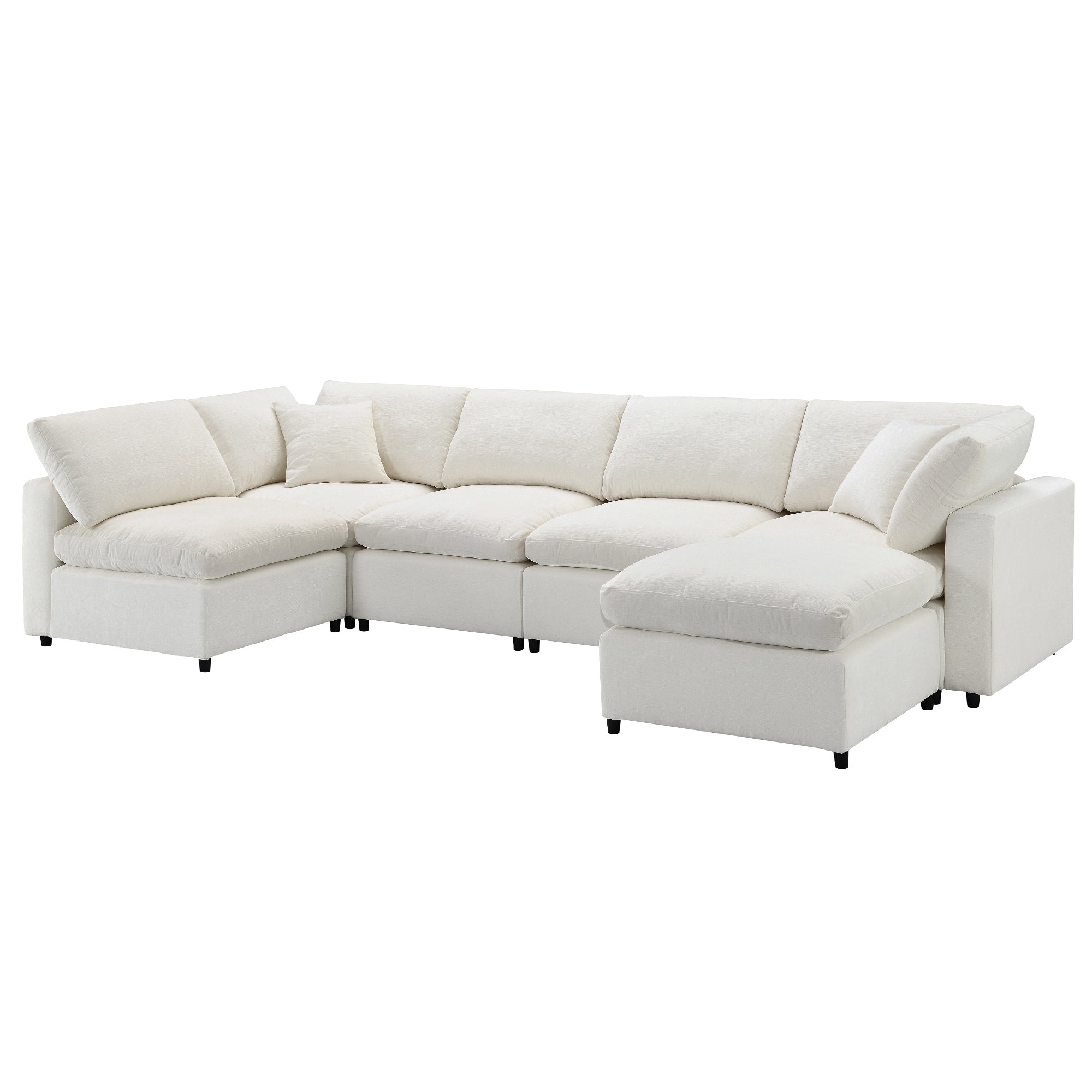 Modern Modular Chenille 6-Seat Cloud Sofa Bed Sectional
