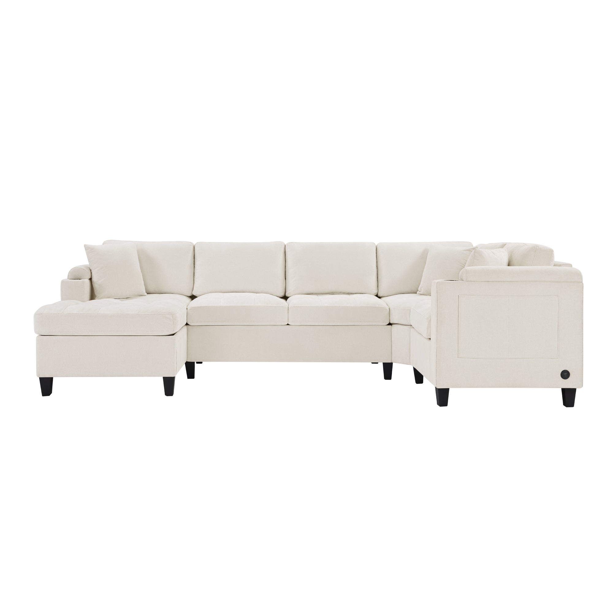 Modern U-shaped Sectional Sofa with Storage & USB