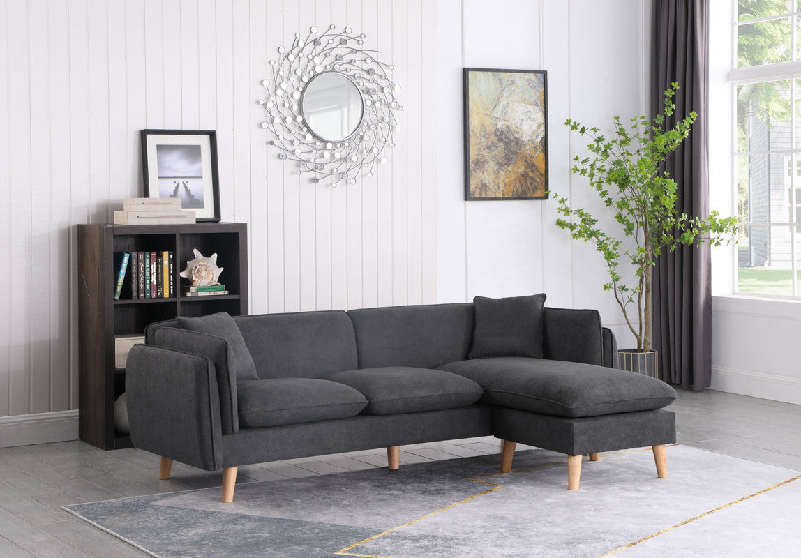 Brayden 86.5' Dark Gray Fabric Sectional Chaise