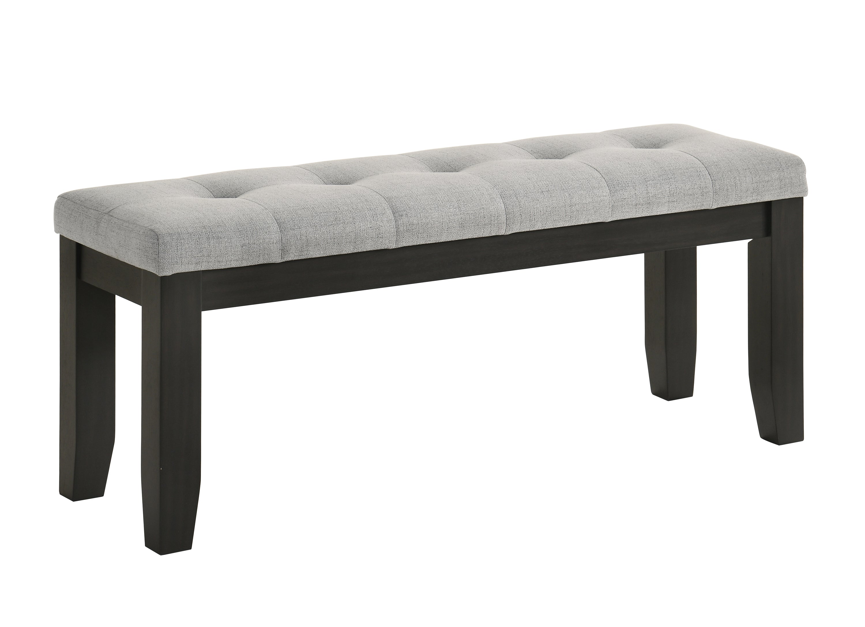 Contemporary Two-Tone Tufted Bench - Light Gray Fabric Legs