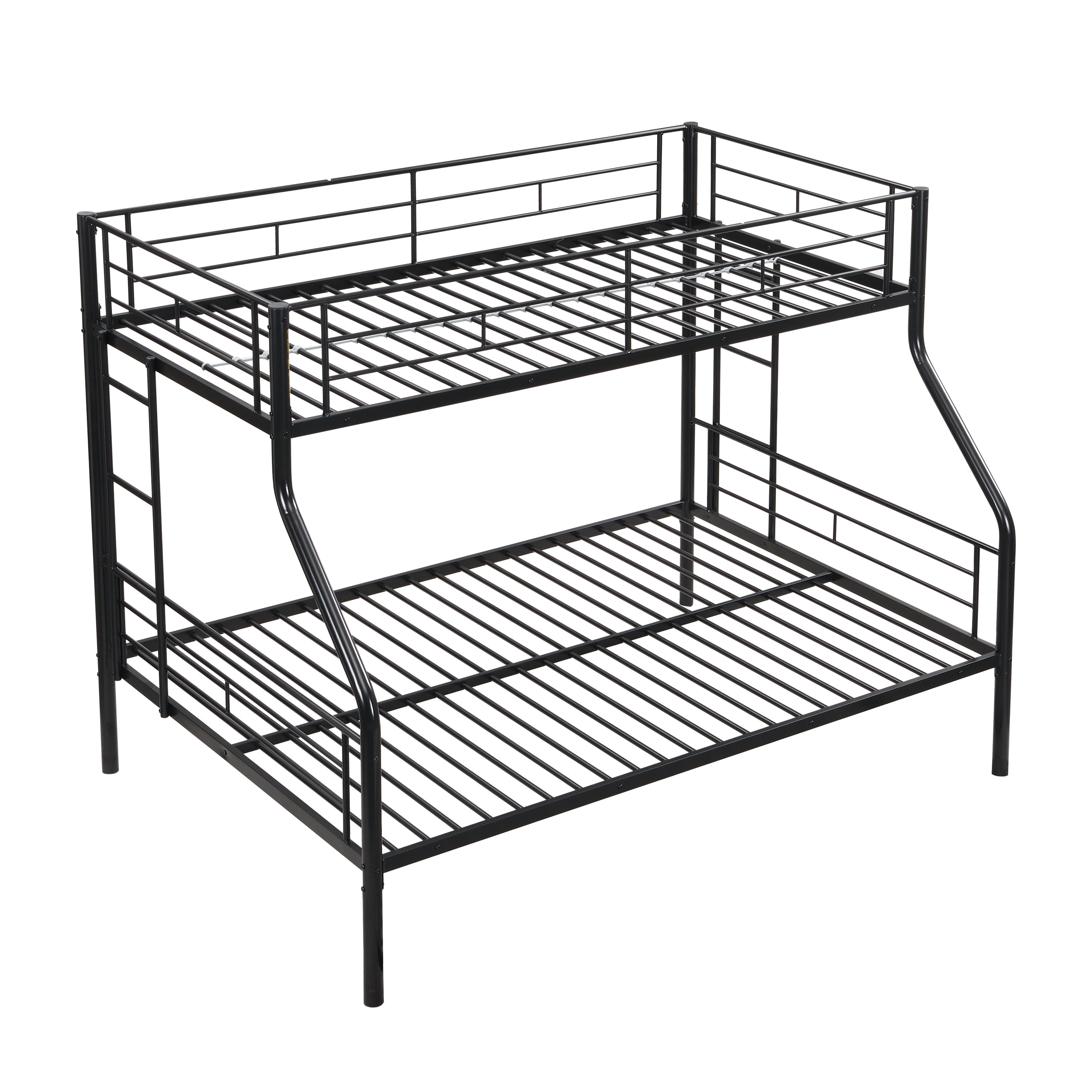 Modern Twin Over Full Metal Bunk Bed with Storage - Black