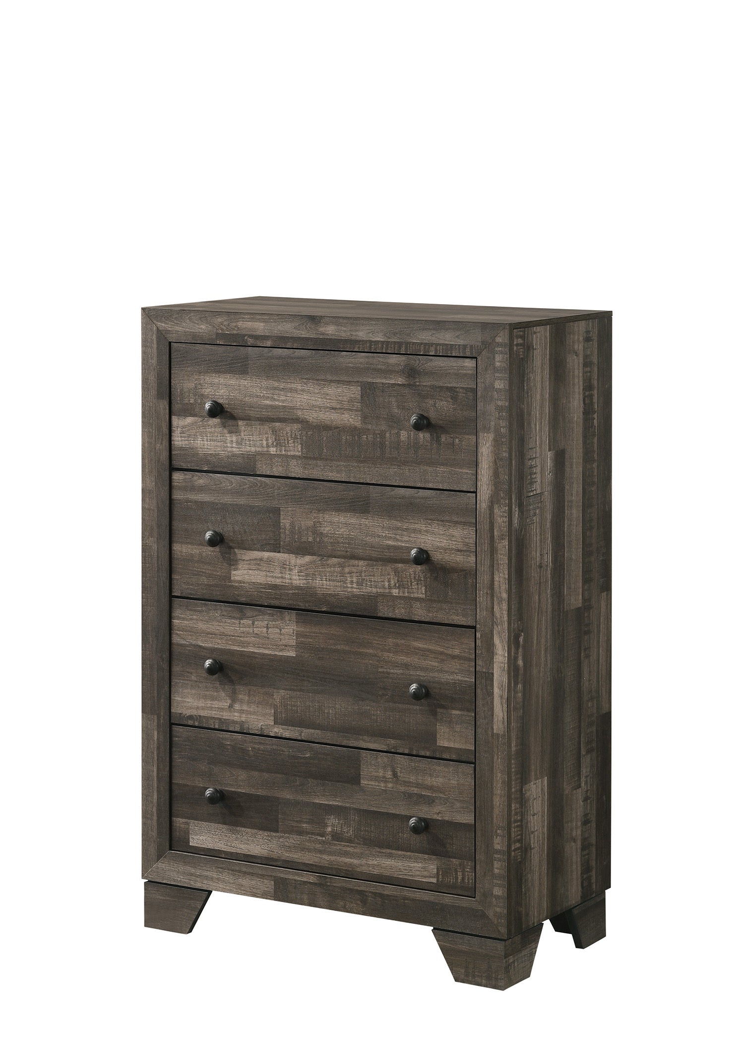 Rustic 4-Drawer Tall Chest Brown Gray Storage Bedroom Furniture