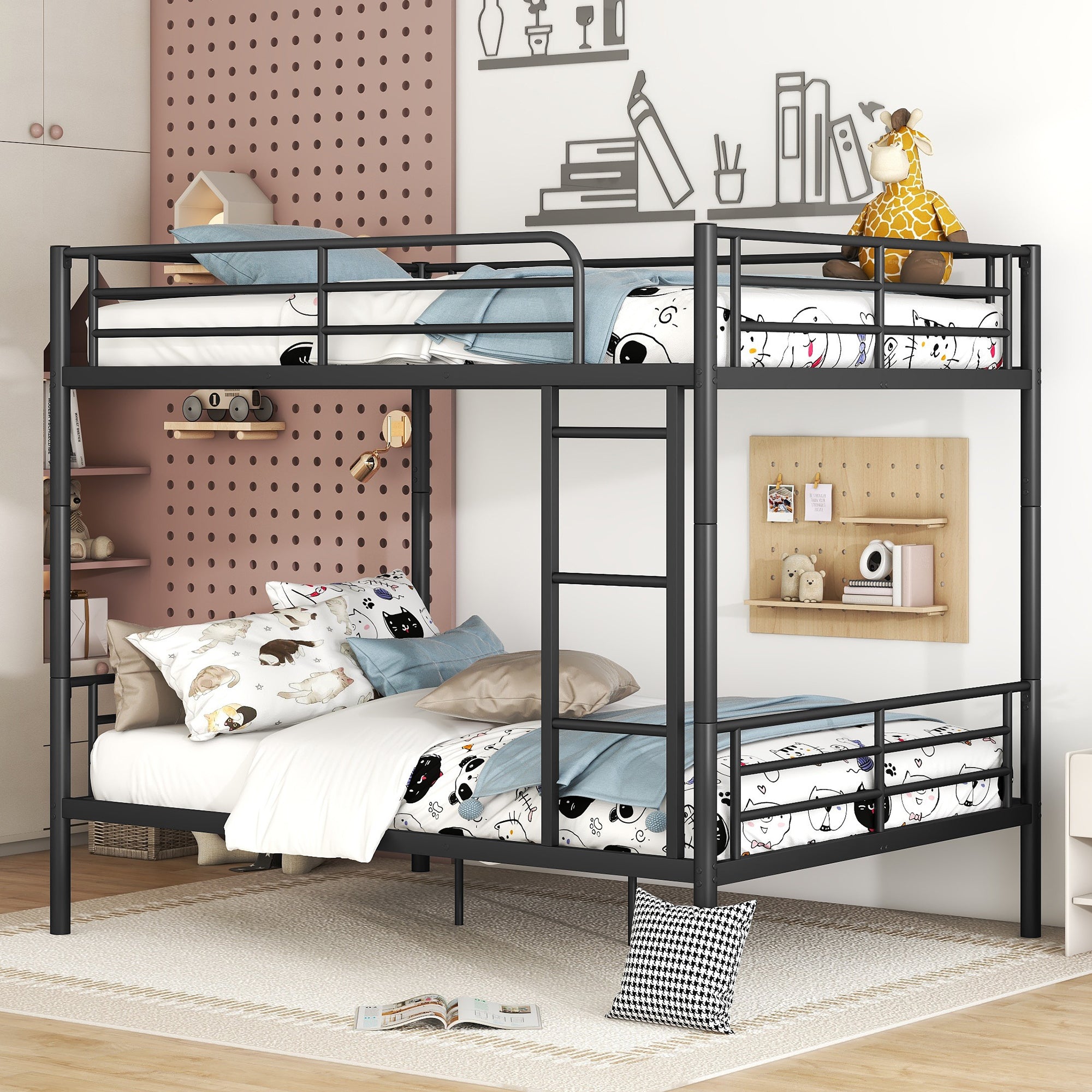 Black Full Over Full Metal Bunk Bed for Kids & Adults