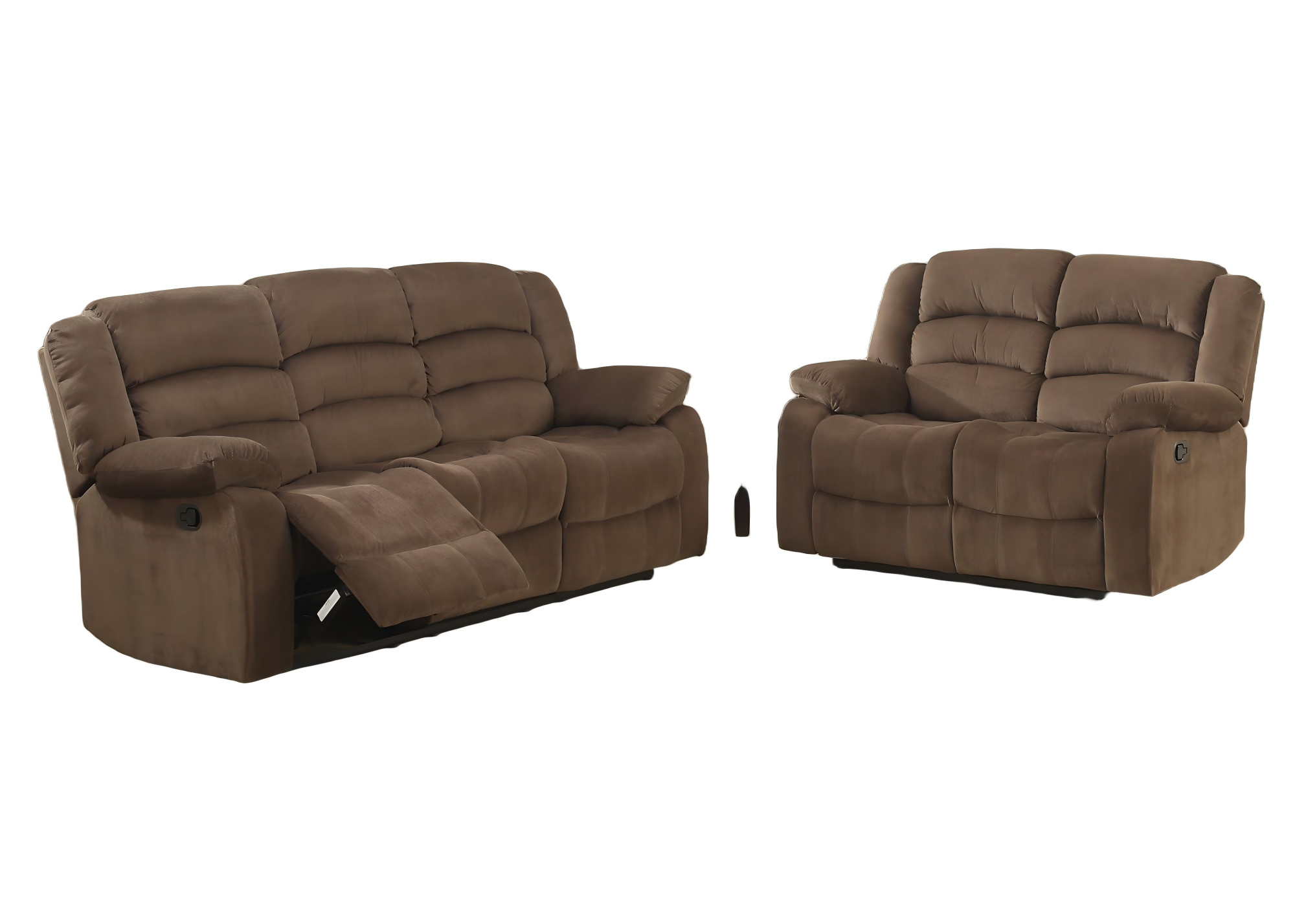 Modern Brown Polyester 2-Pc Sofa Set Pillow-Top Arms