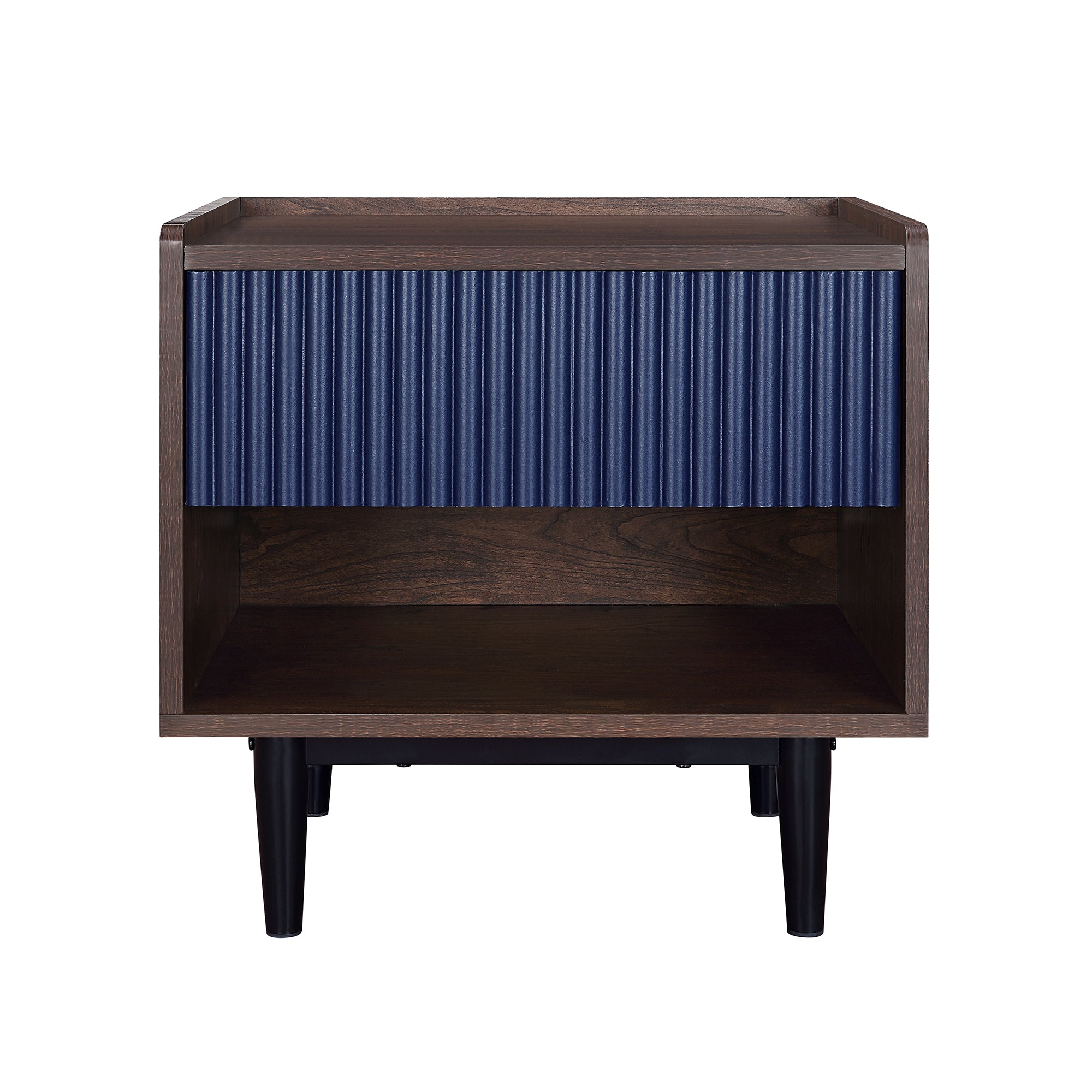 Duane 20" Navy Blue Fluted 1-Drawer Nightstand - Stylish Storage