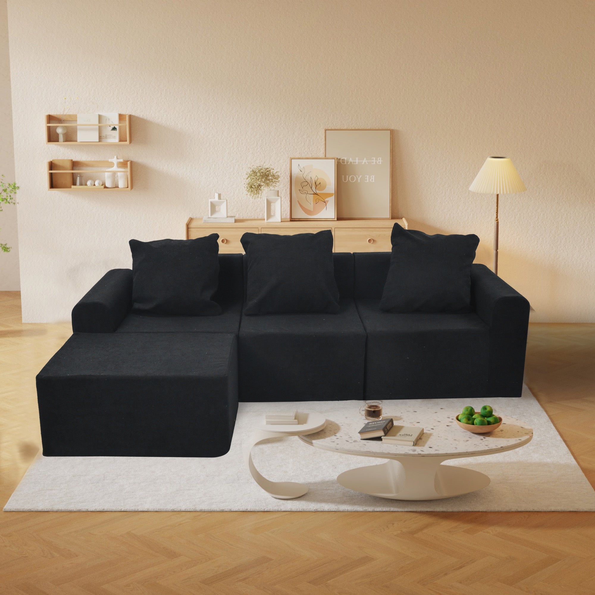 Popular Convertible Modular Sectional Sofa Microfiber Fabric