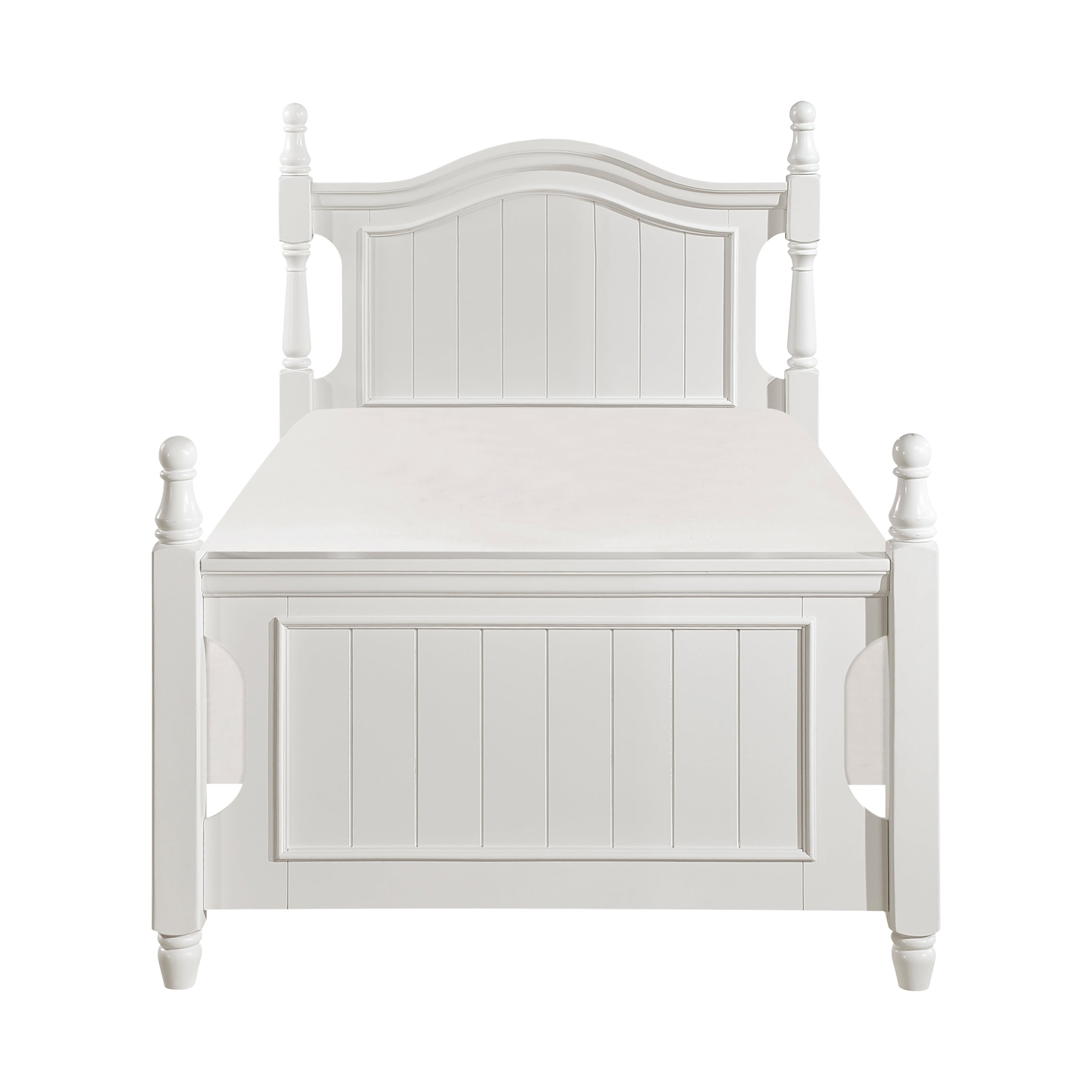 Classic White Twin Poster Bed Wooden Traditional Headboard Footboard