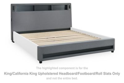 Verishaw - Gray - King/California King Upholstered Headboard/Footboard/Roll Slats