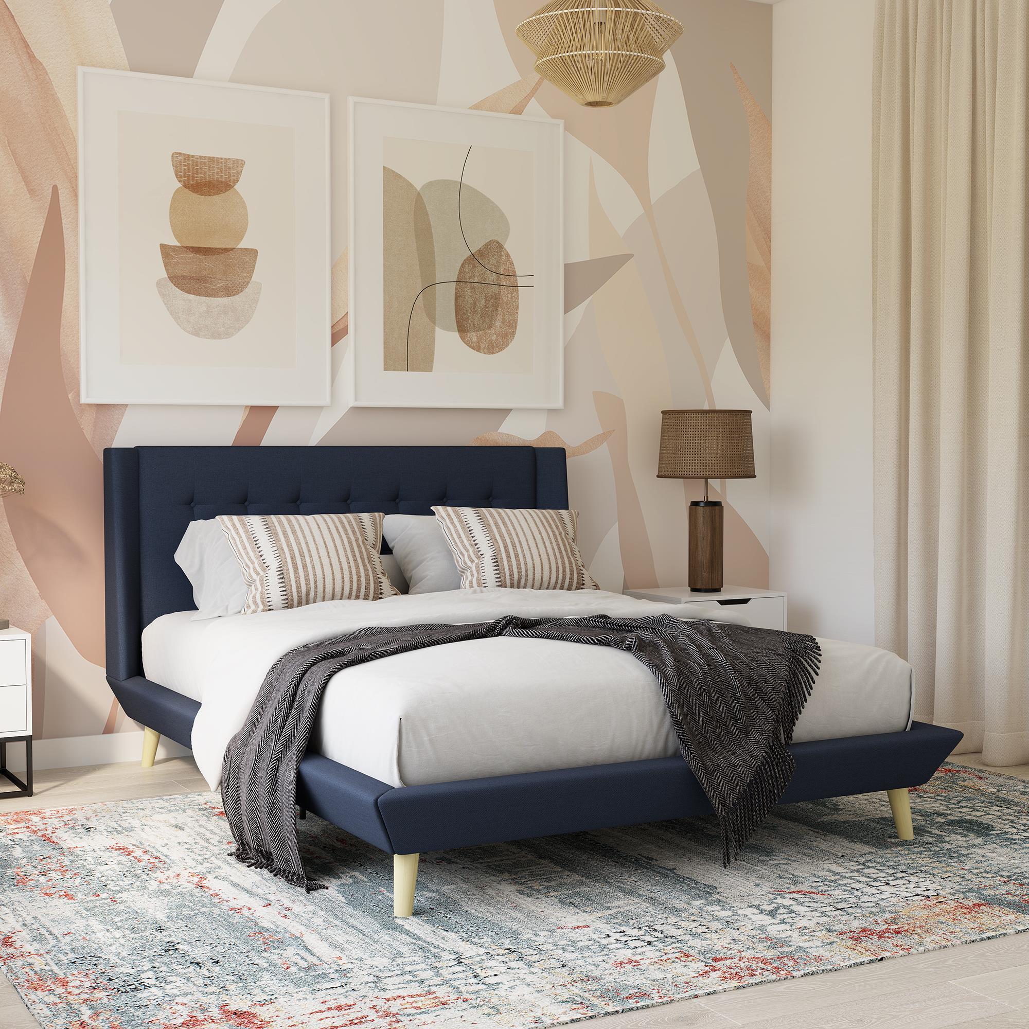 Aliyah Queen Upholstered Bed Frame: Modern, Elegant Bedroom Furniture