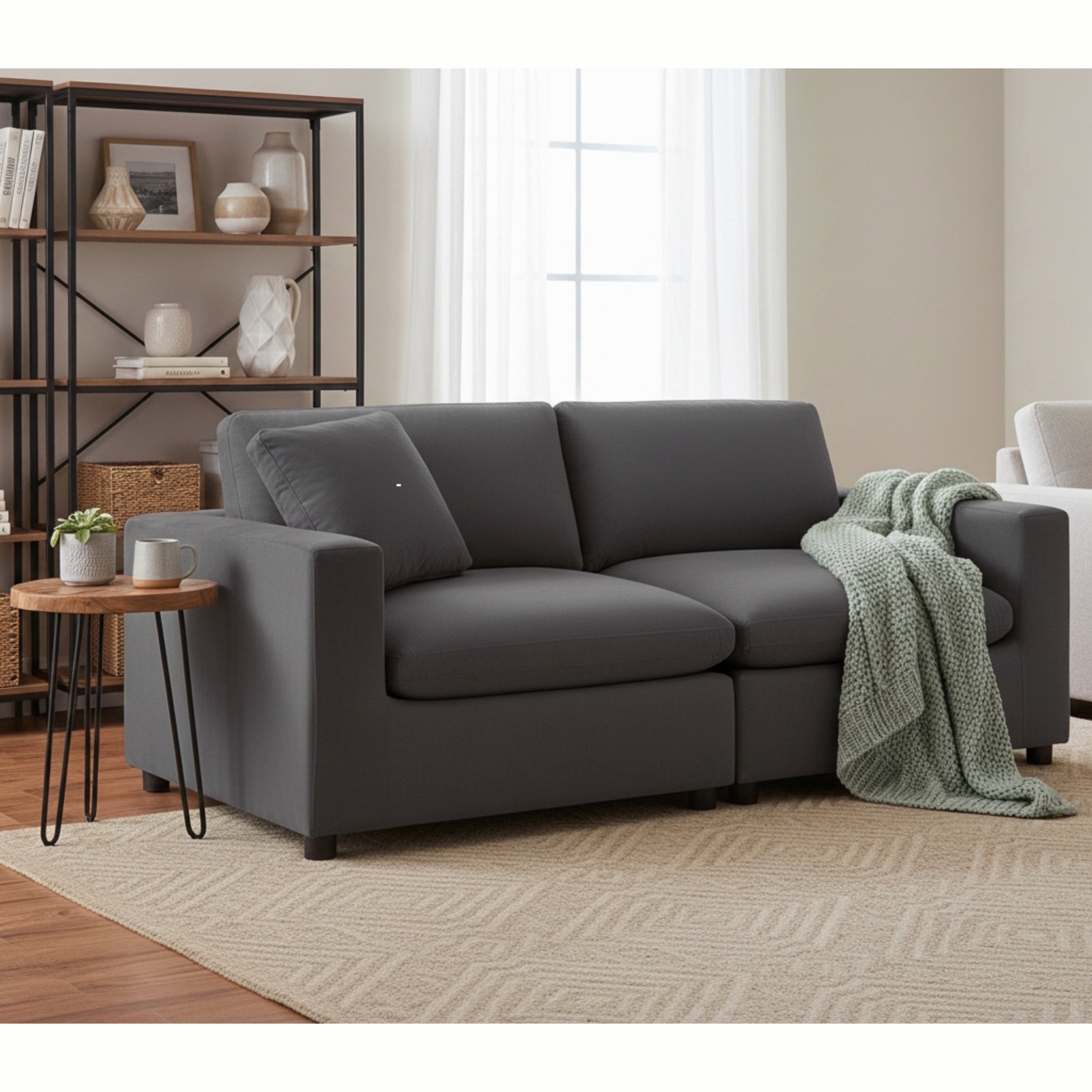 Caylie Modular 2-Piece Sofa - Stylish Charcoal Comfort