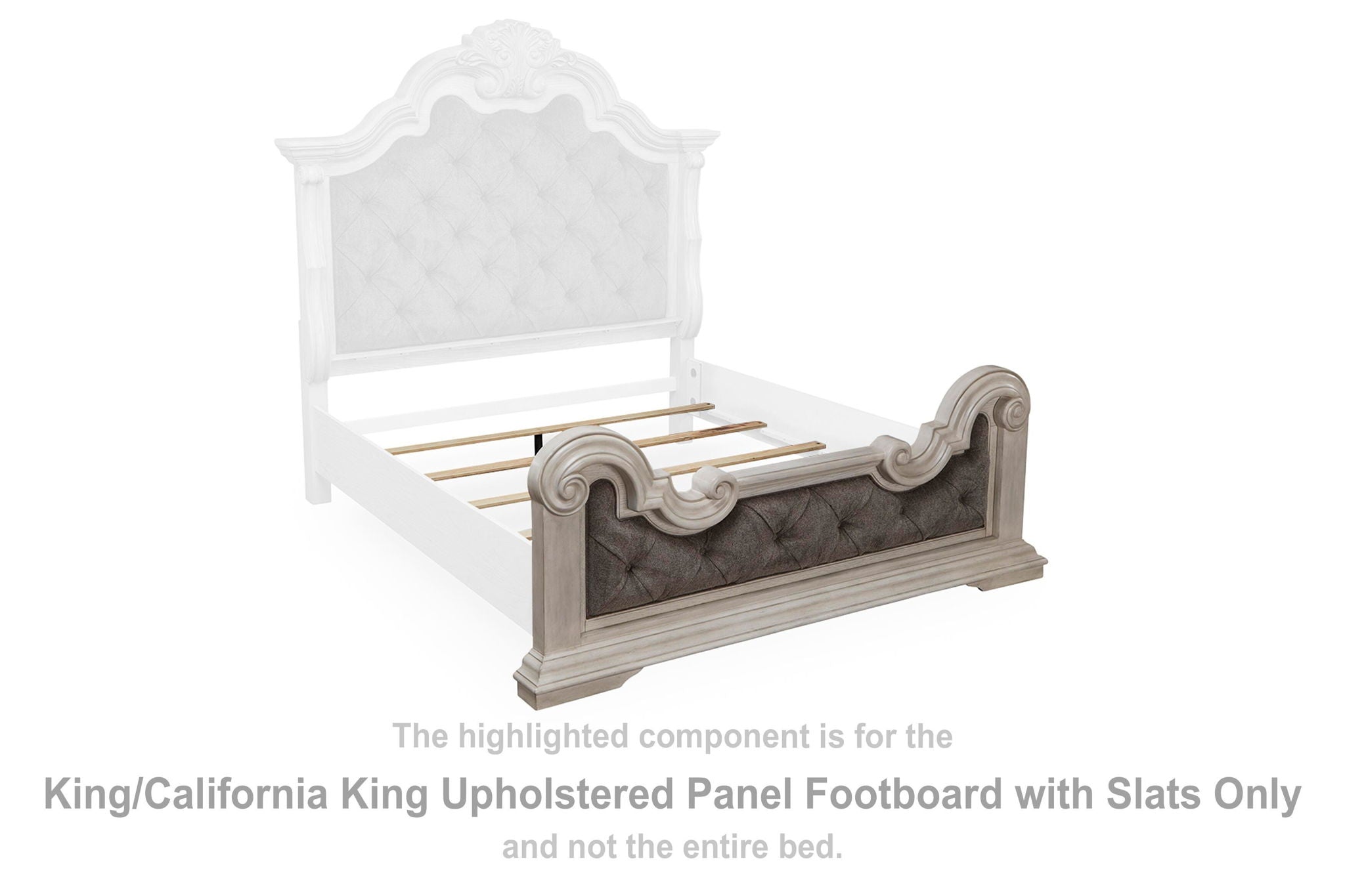 Bruchandi - King/California King Upholstered Panel Footboard With Slats - Antique White