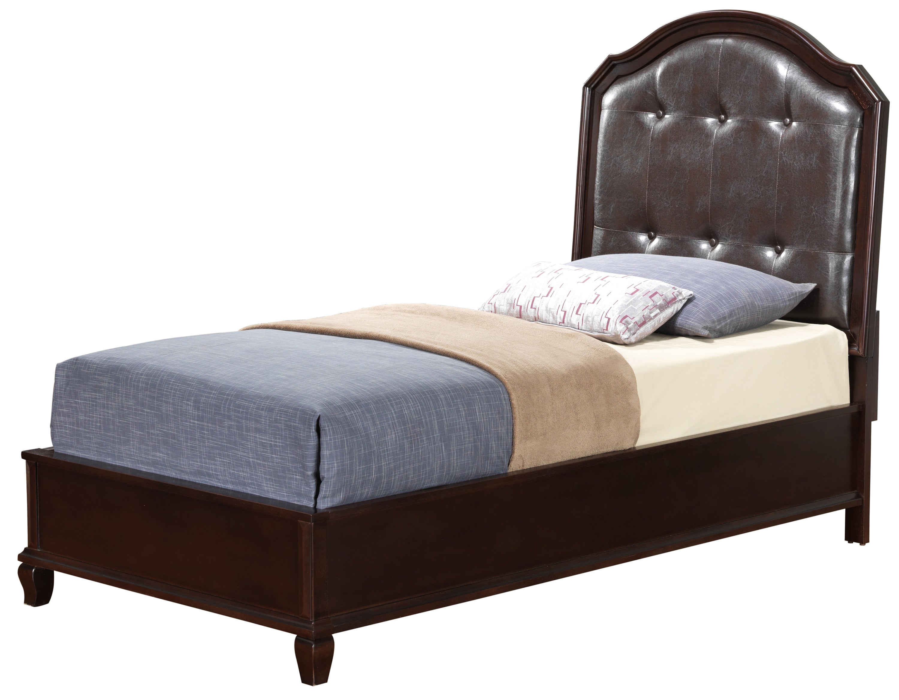 Charming Transitional Twin Bed - Rich Cappuccino Finish