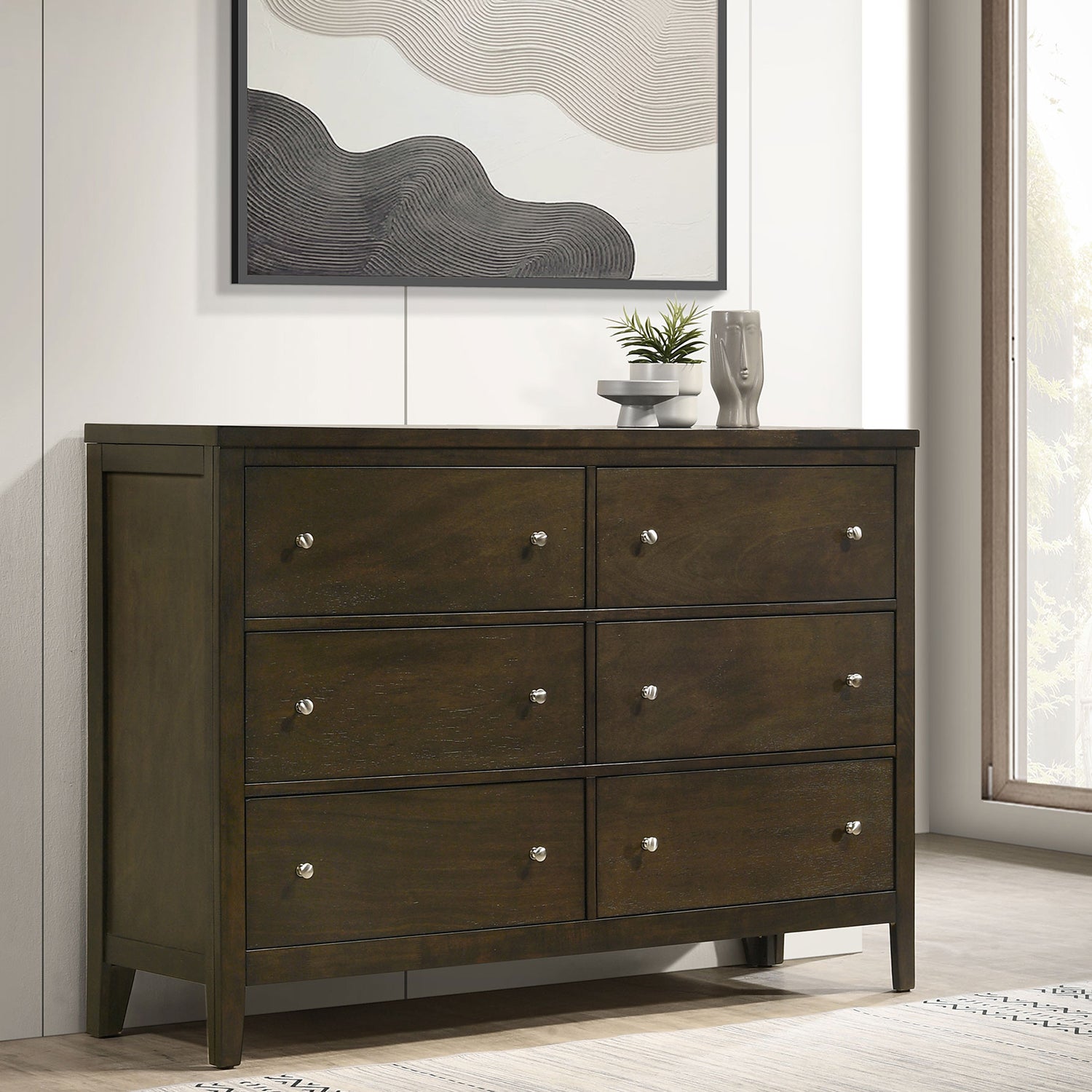 Clement Dark Cocoa 6-Drawer Dresser Cabinet - Storage Solution
