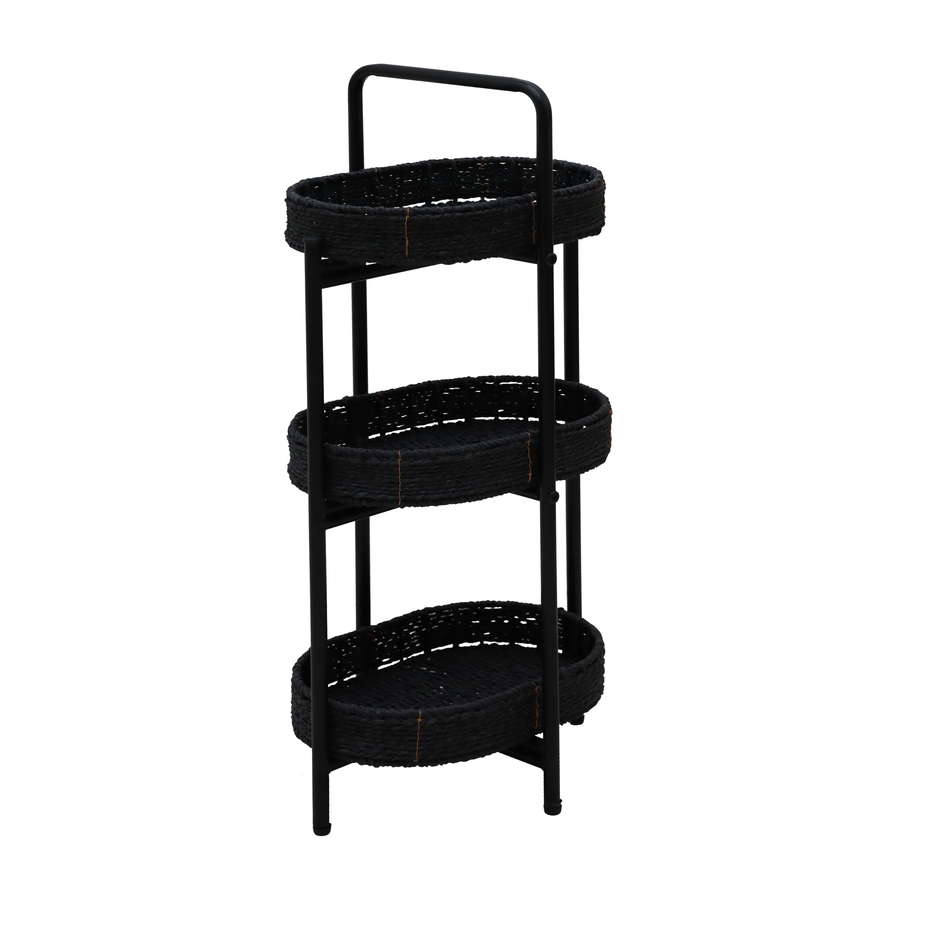 Modern 3-Tier Handwoven Side Table, Oval Organizer