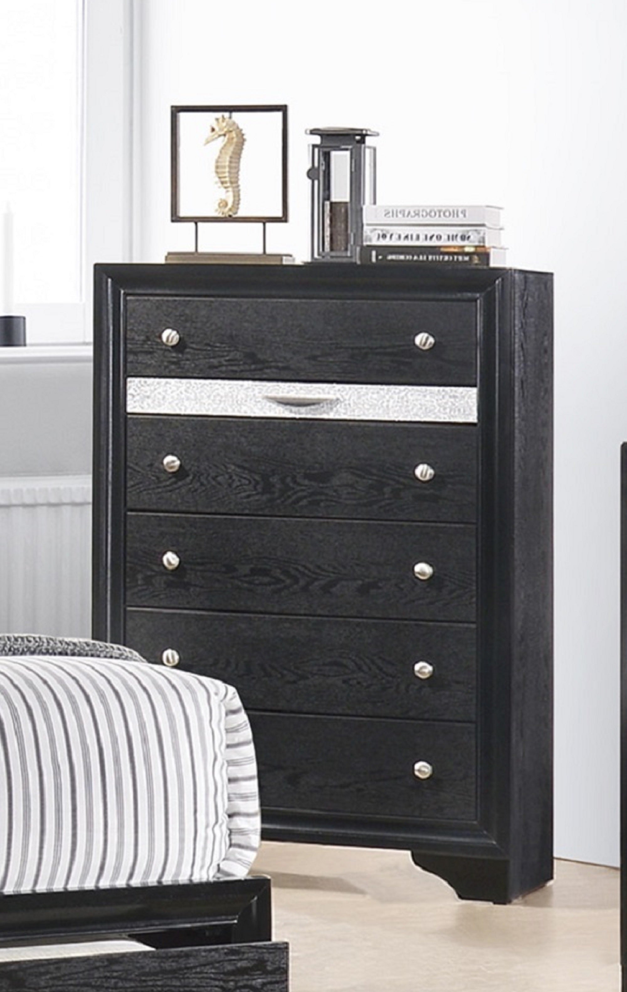 Modern Glam 5-Drawer Chest with Jeweler Tray