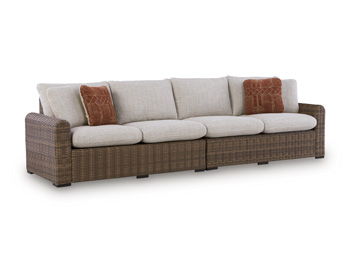 Dolan Creek - RAF/LAF Loveseat With Cushion (Set of 2) - Beige / Brown