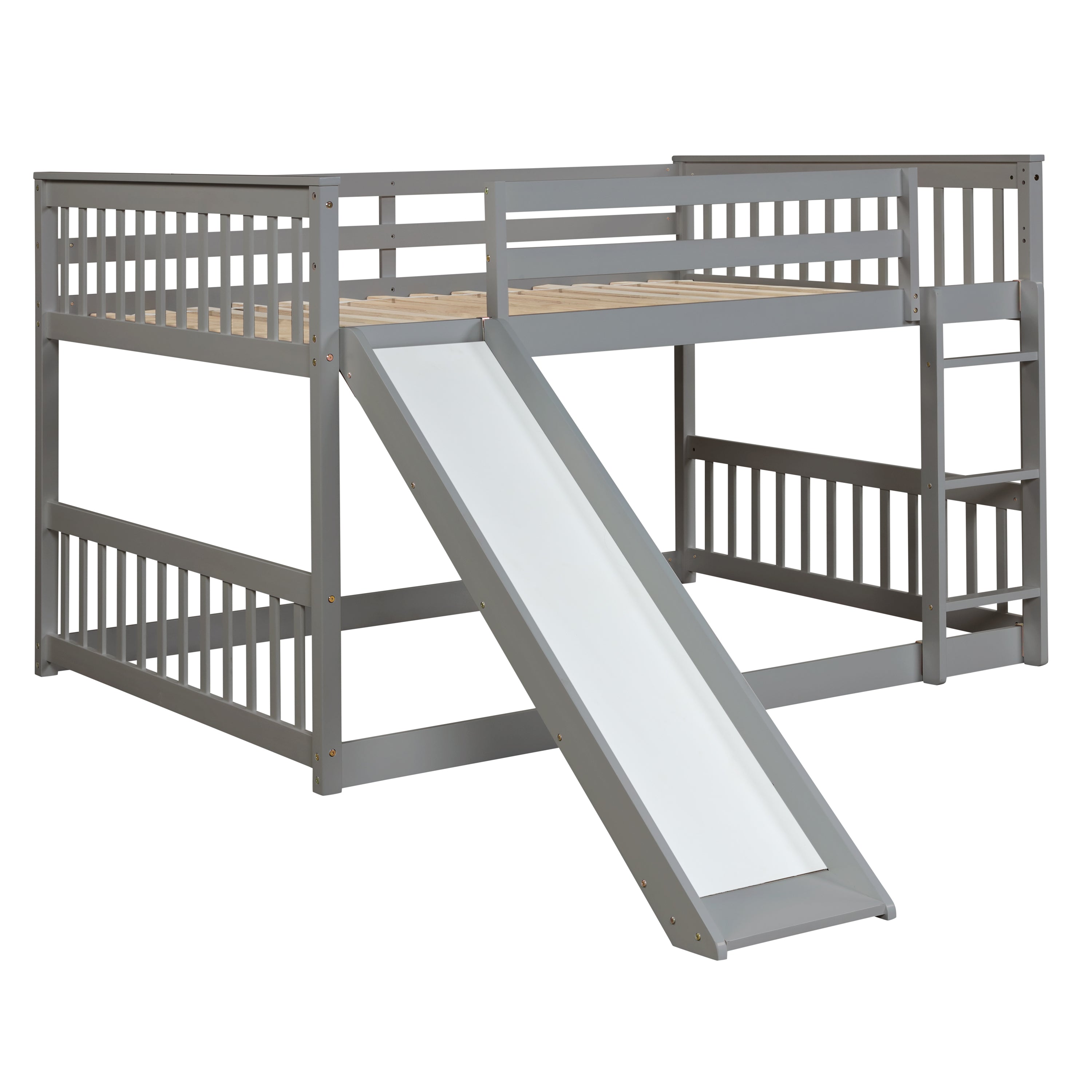 Grey Full/Full Bunk Bed w/ Slide & Ladder