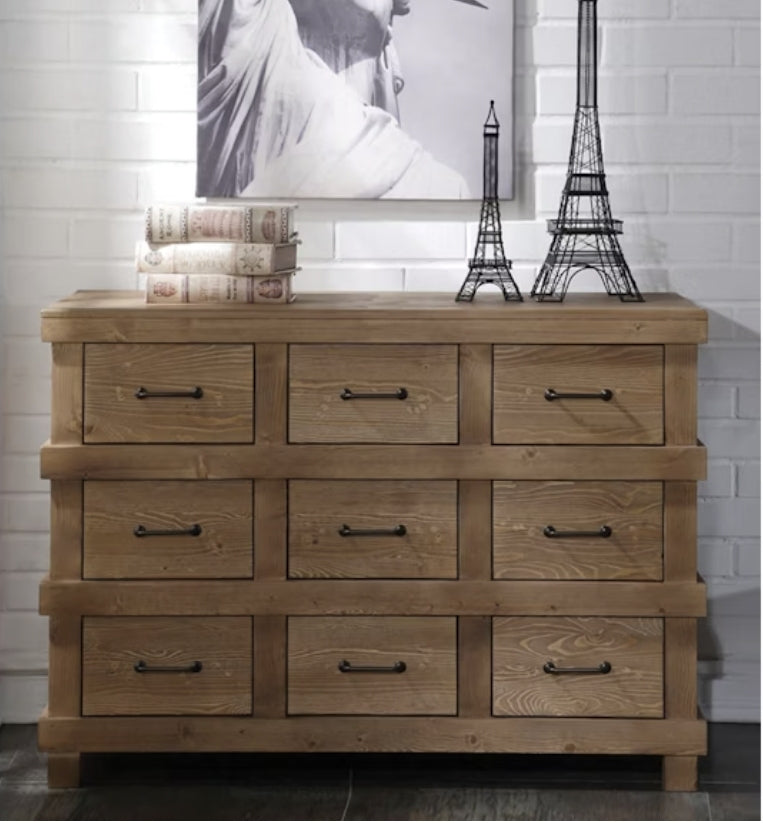 Adams Antique Oak & Gunmetal Dresser | Bedroom Storage