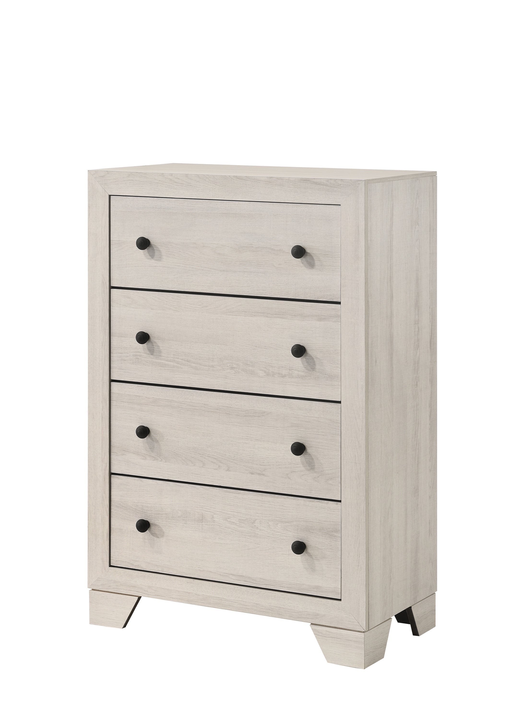 Rustic White Wash 4-Drawer Tall Chest Bedroom Furniture