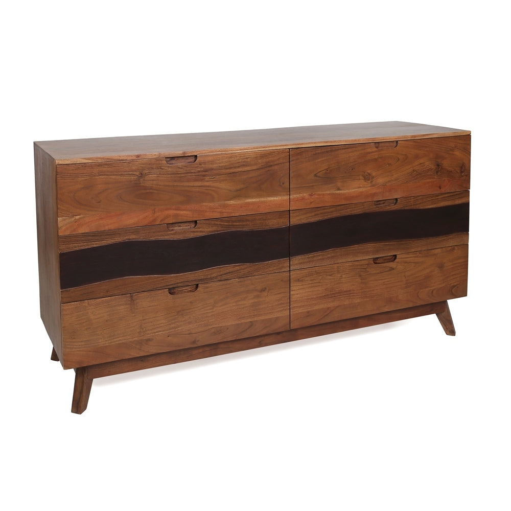 Sierra 6-Drawer Wood Sideboard Credenza, Cabinet 59x16.5'