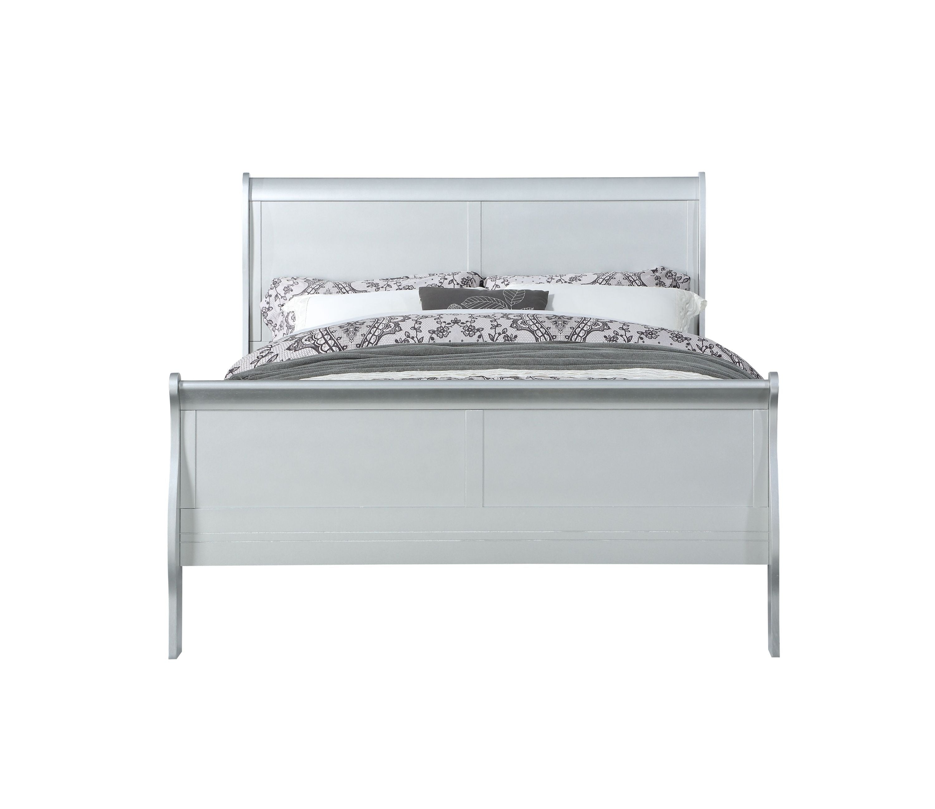 Elegant Louis Philippe Platinum Finish Twin Bed