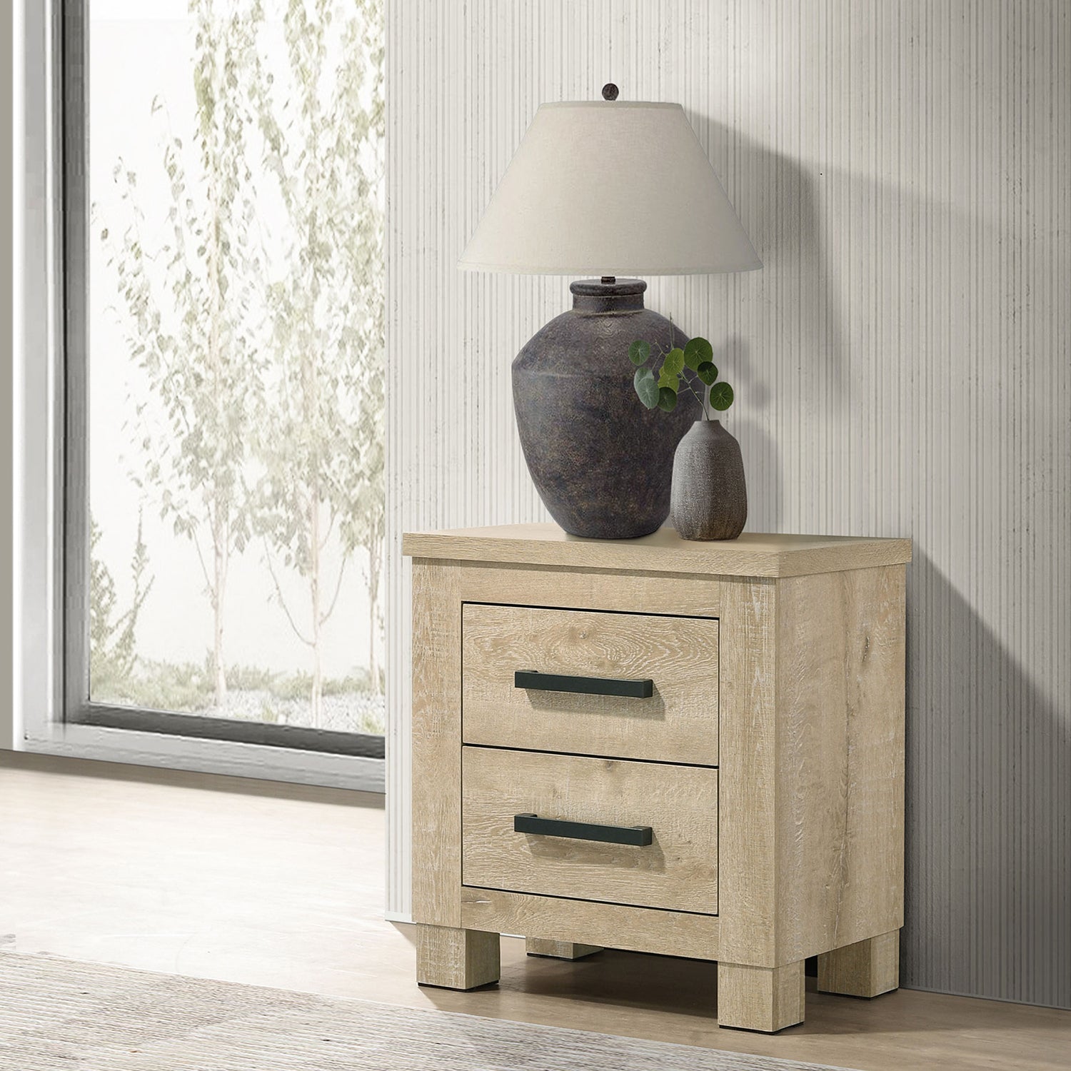 Weathered Oak 2-Drawer Nightstand | Sansome Bedside Table