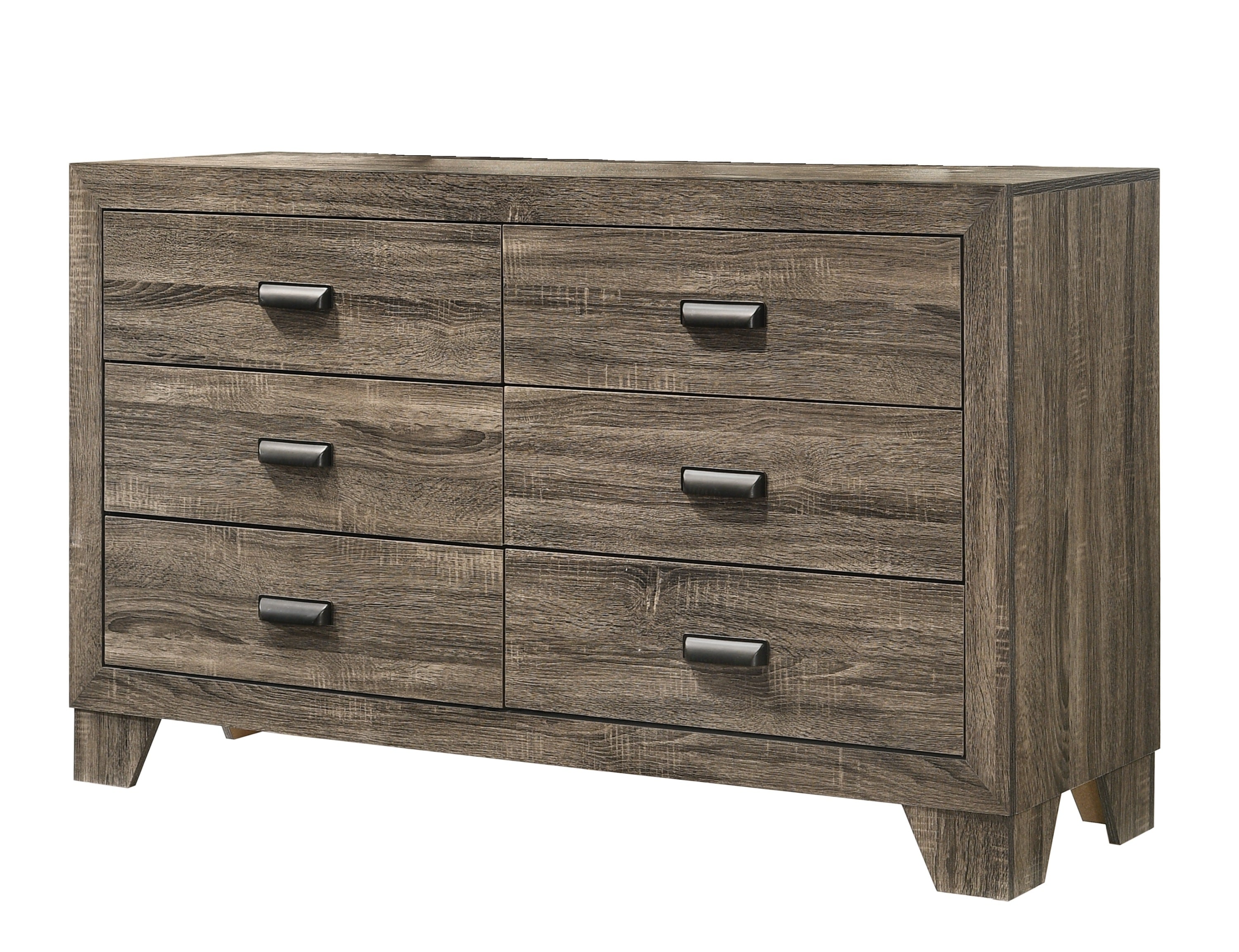 6-Drawer Rustic Gray Wood Dresser, Contemporary Bedroom