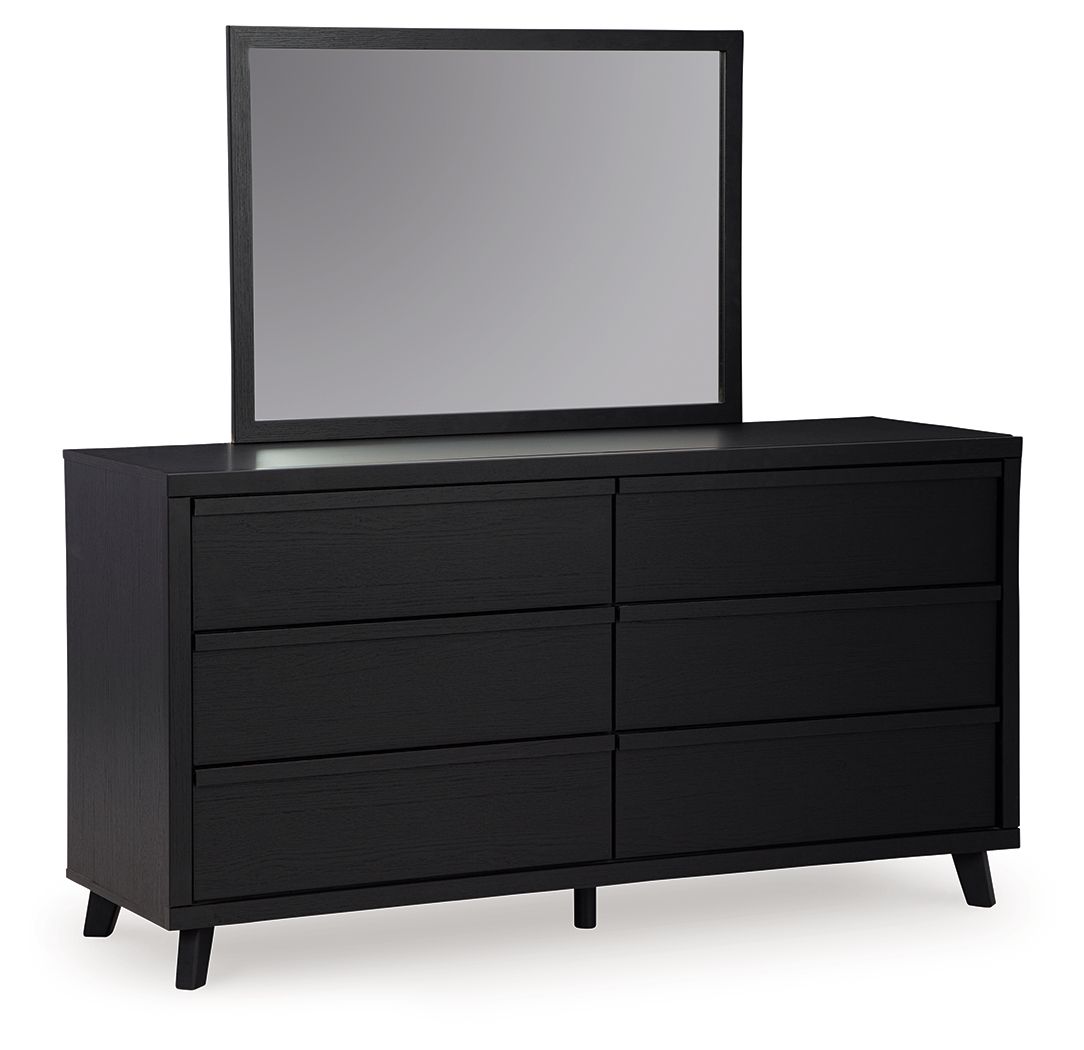 Ashley Danziar 6 Drawer Dresser and Mirror, Black