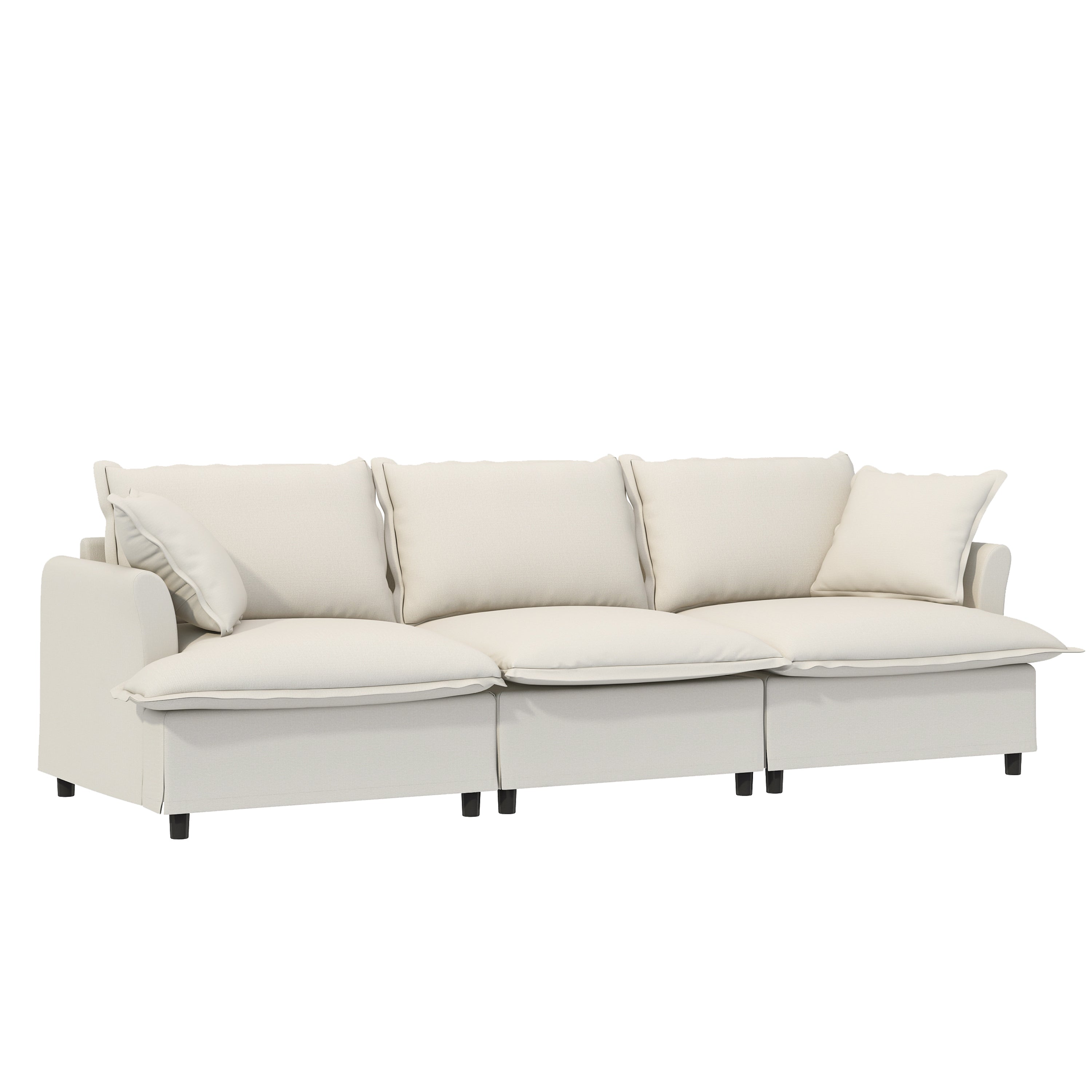 3-Seat Modular Chenille Cloud Couch Sectional Wide Seat