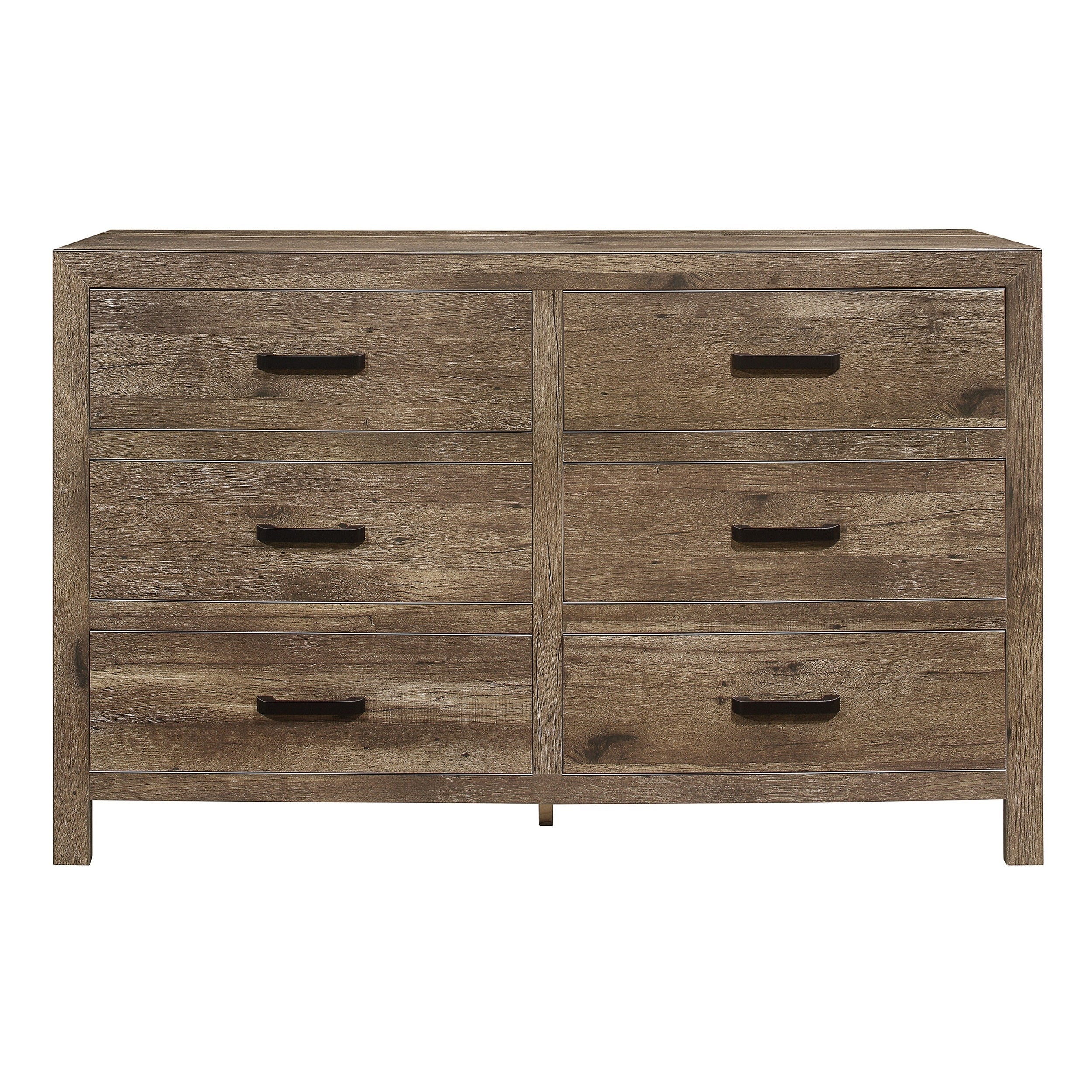 Rustic Weathered Pine Dresser - 6-Drawer Bedroom Furniture