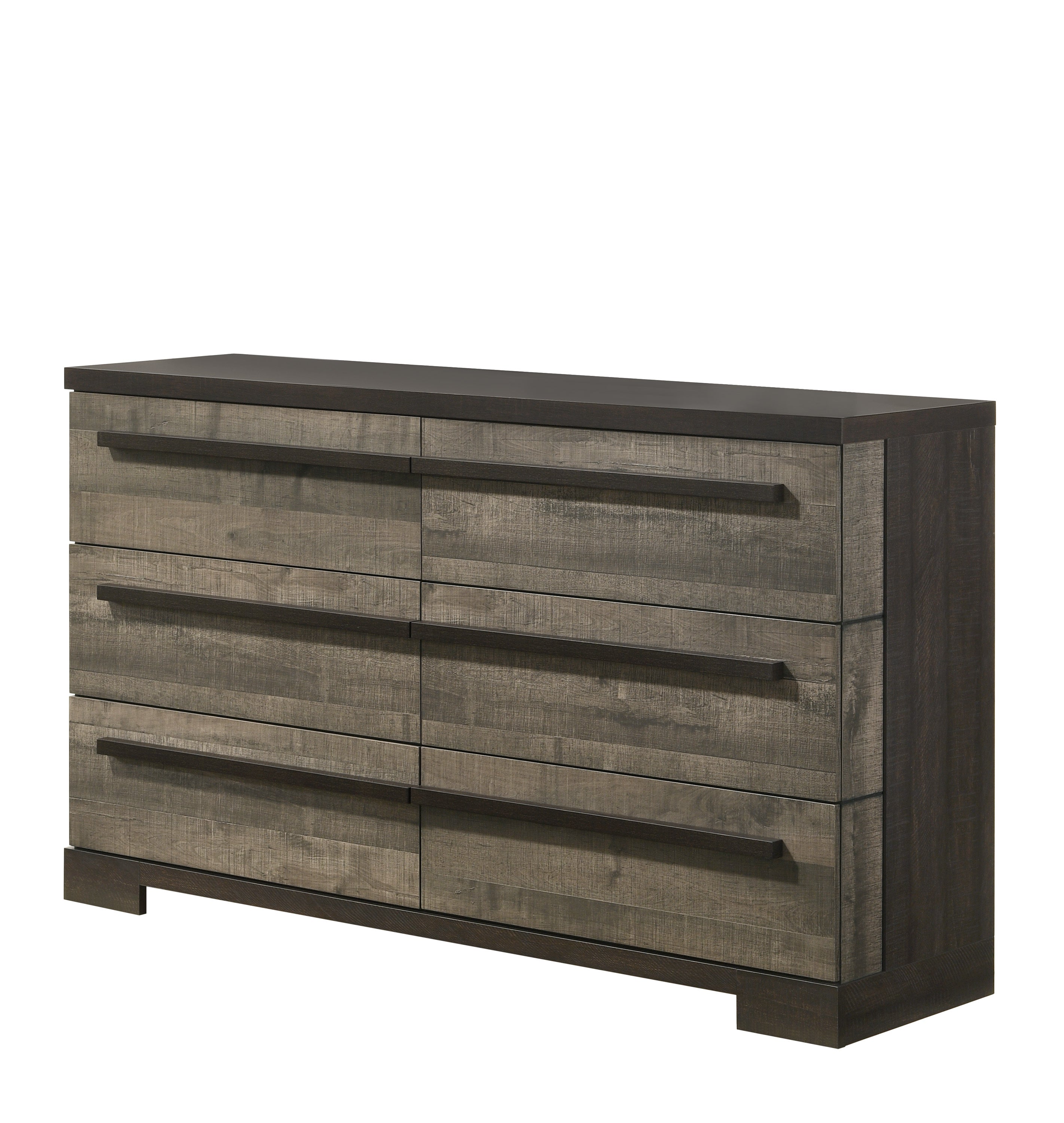 Gray Ebony Wooden 6-Drawer Dresser Bedroom Storage