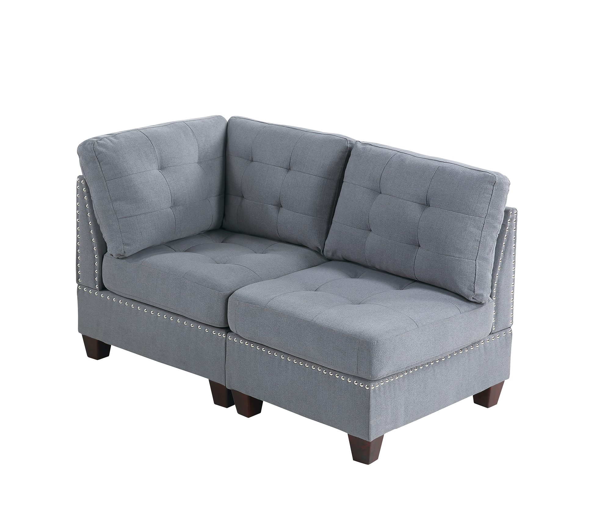 Gray Modular 2PC Sofa Sectional Set - Living Room Furniture