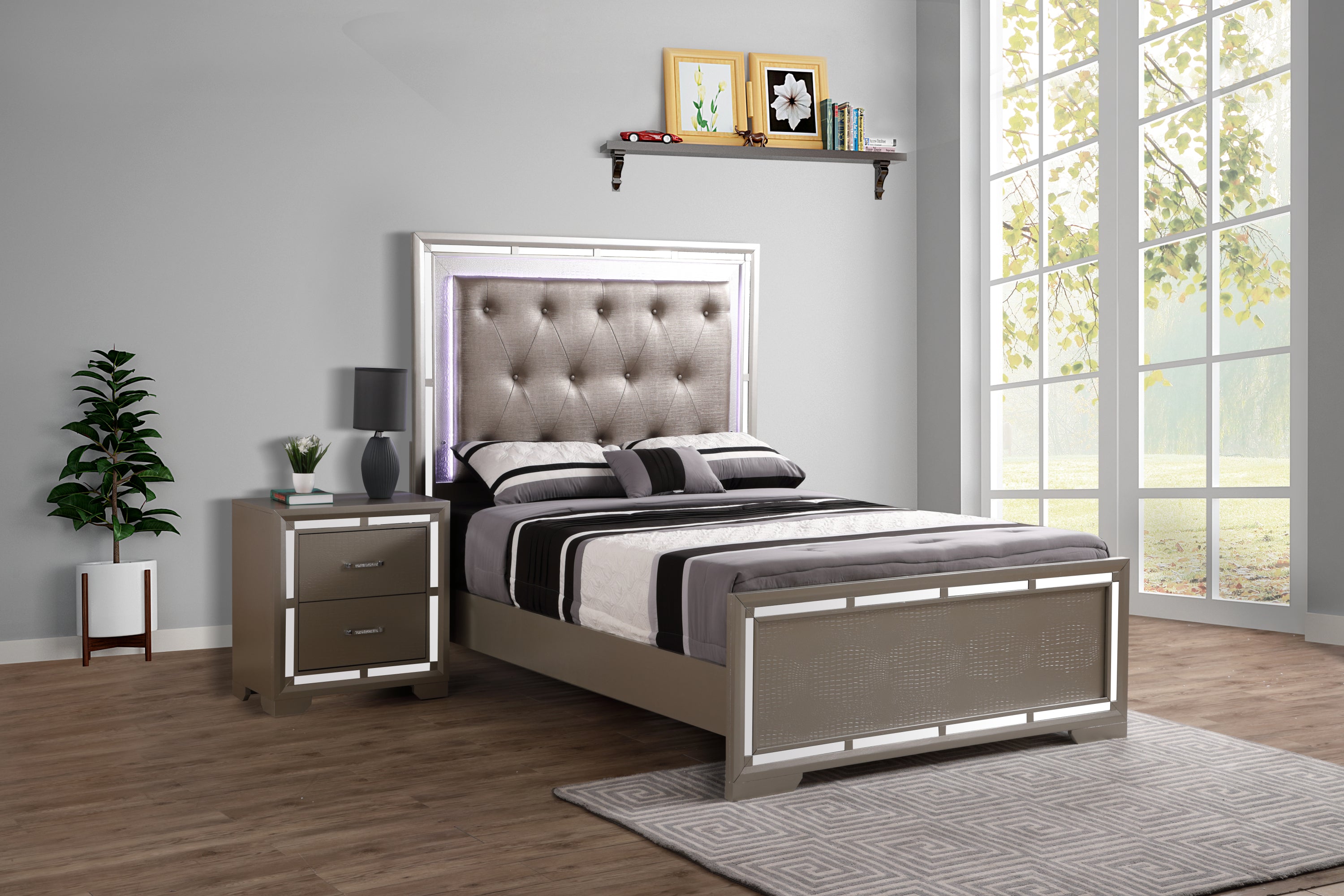 Alana G6800A-FB Full Bed - Silver Champagne Finish
